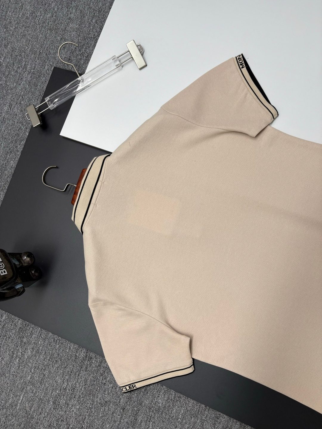Burberry Striped Trim Polo Shirt Beige