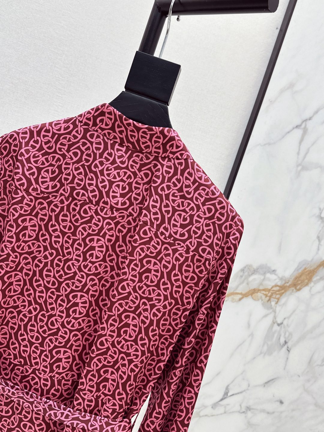 Monogram Print Long Sleeve Shirt Dress