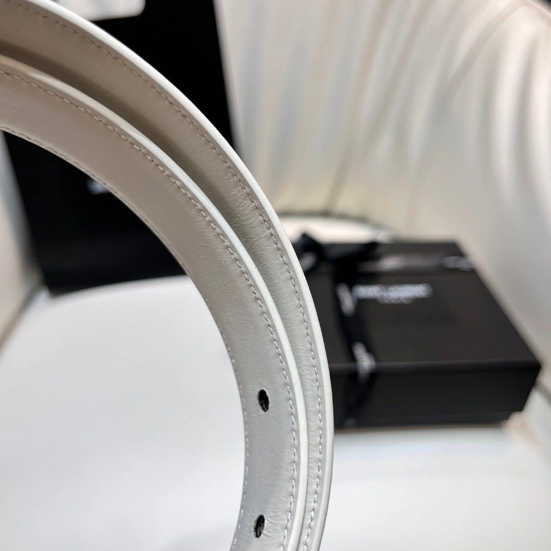 Saint Laurent Paris White Leather Belt
