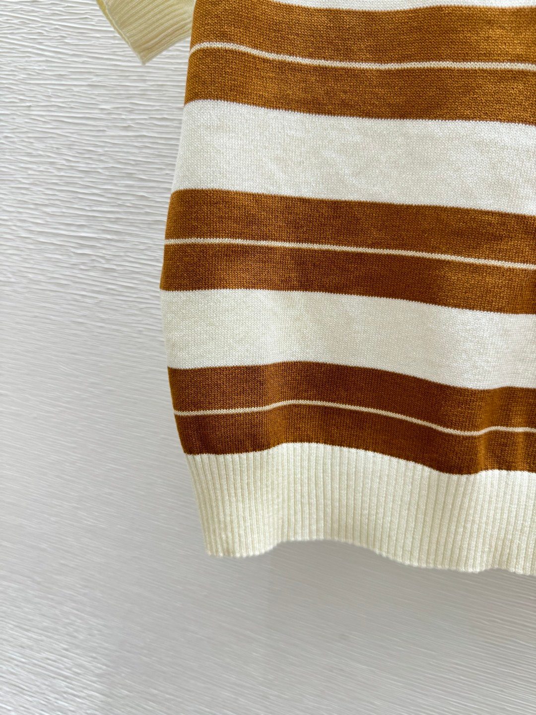 Striped Knit Crewneck Short Sleeve Sweater