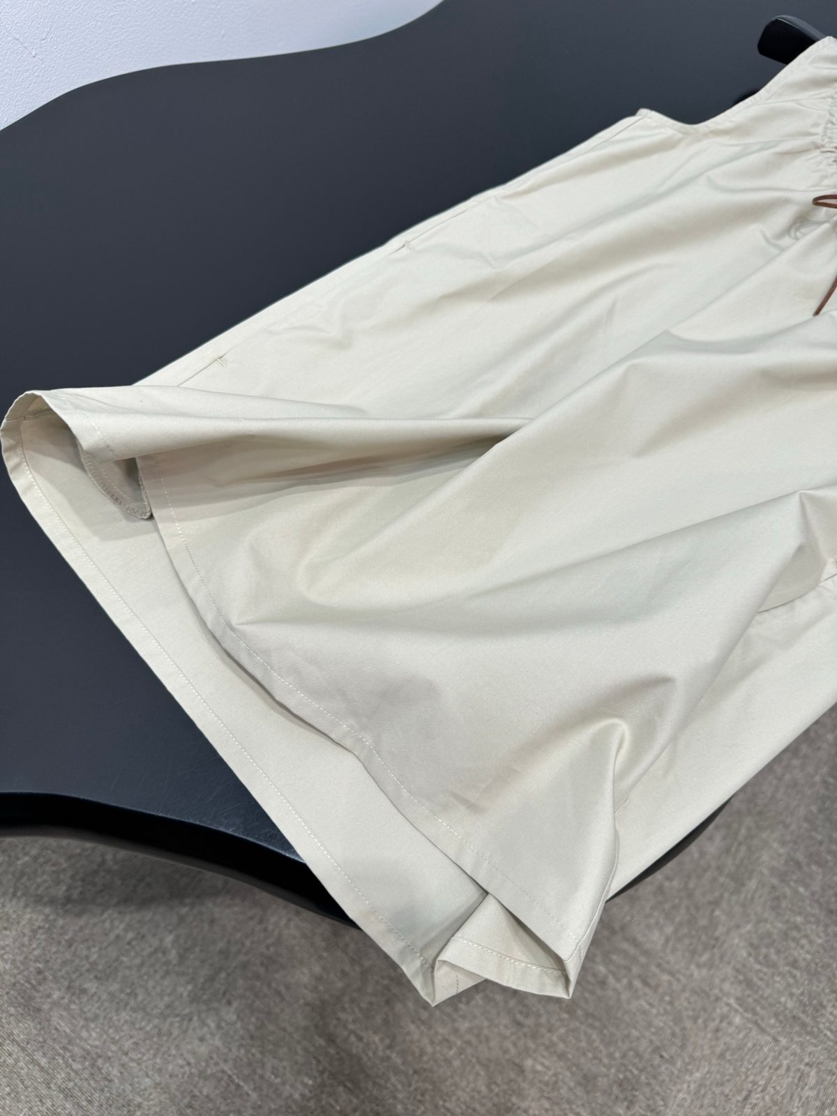Cream Linen Sleeveless Drawstring Shirt