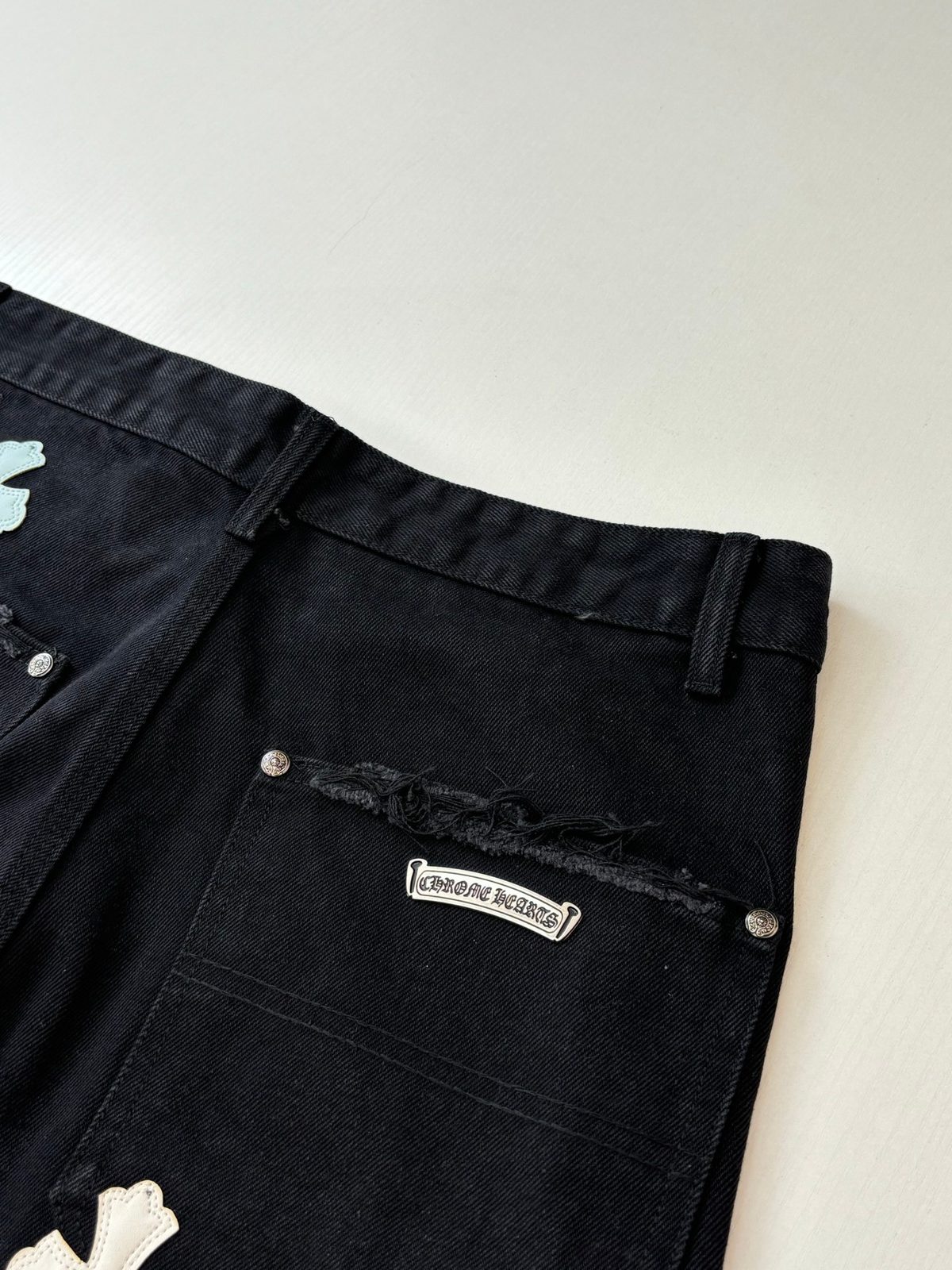 Chrome Hearts Cross Patch Denim Shorts