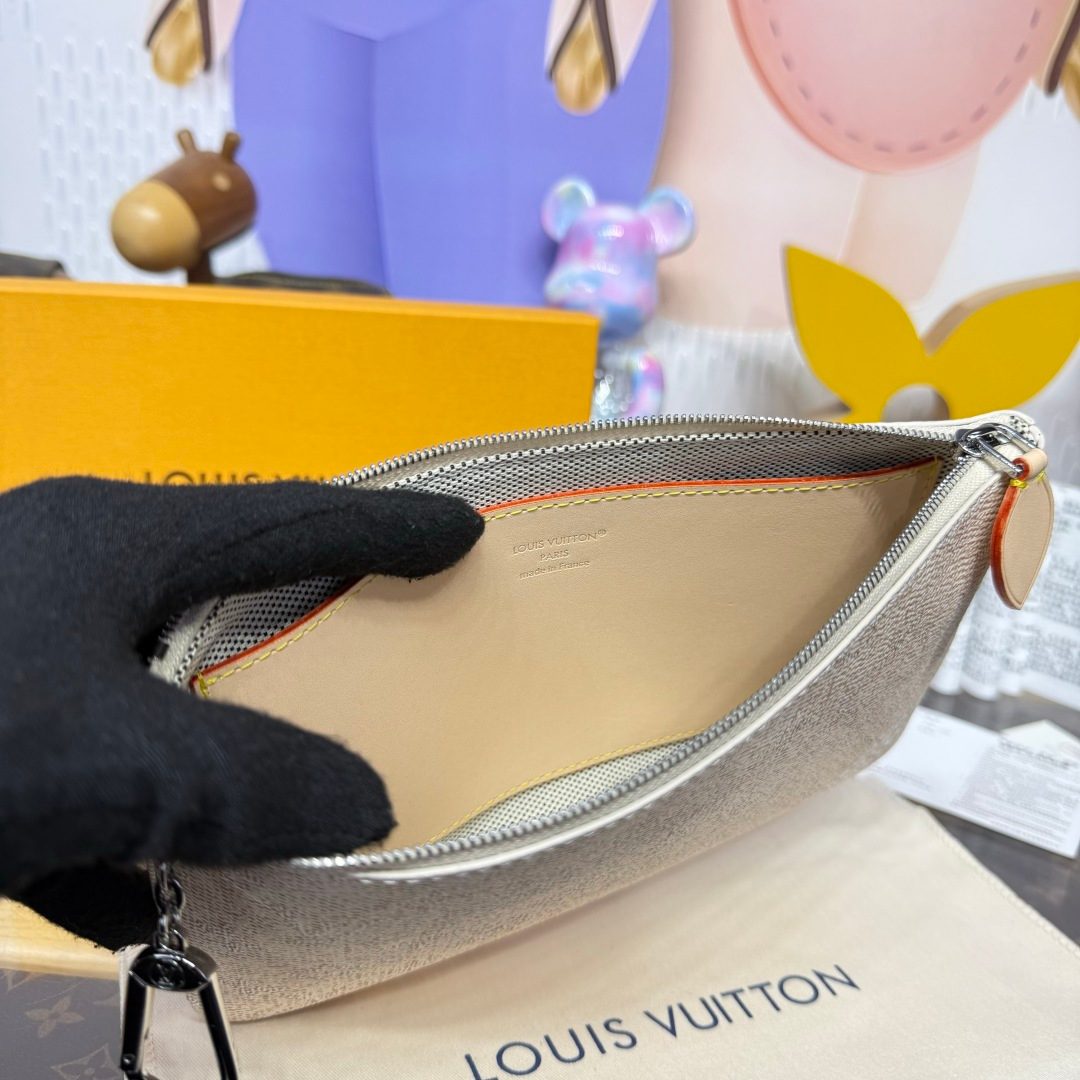 Louis Vuitton Canvas Pouch with Leather Trim