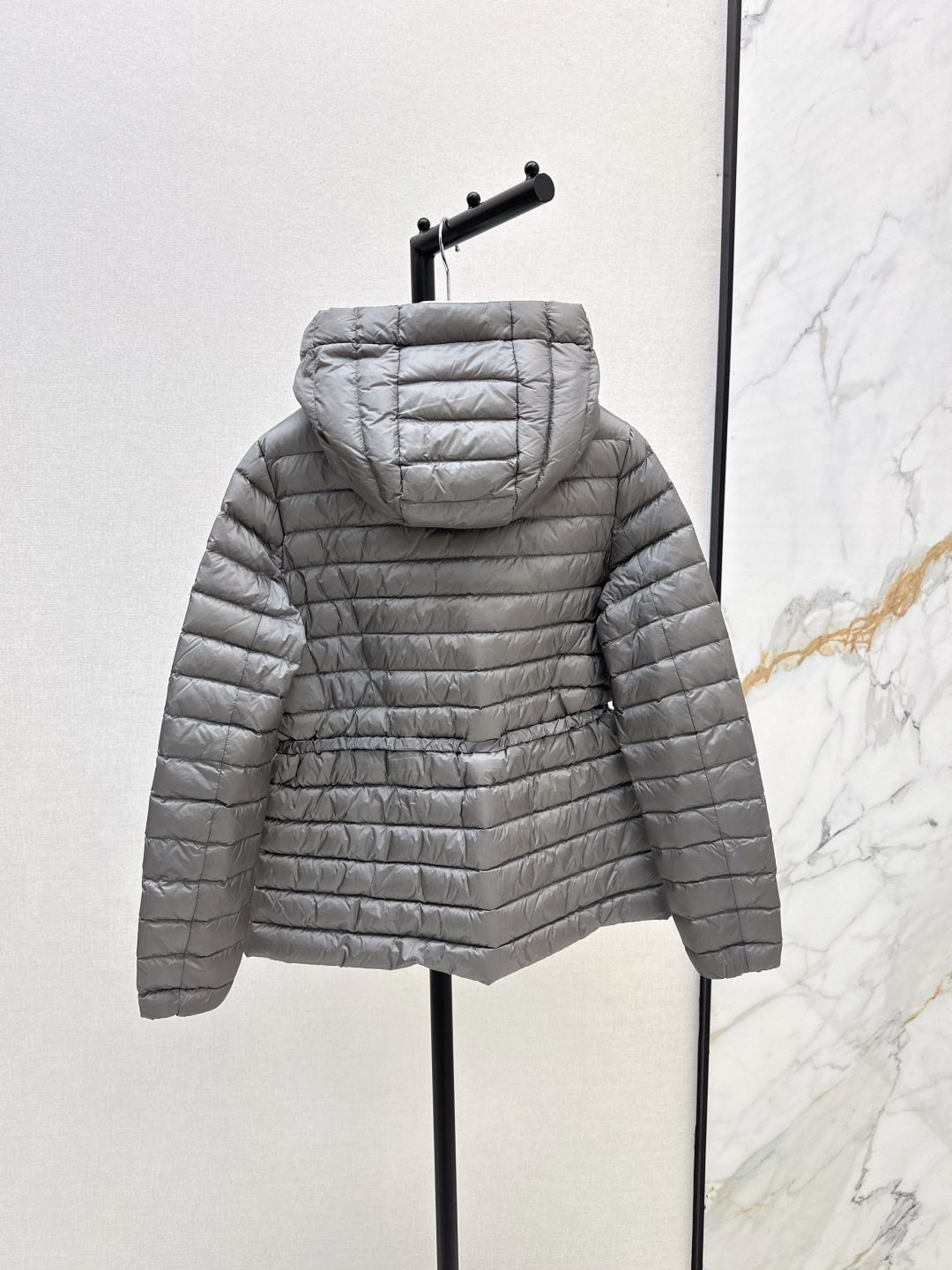Moncler Grey Quilted Hooded Puffer Jacket