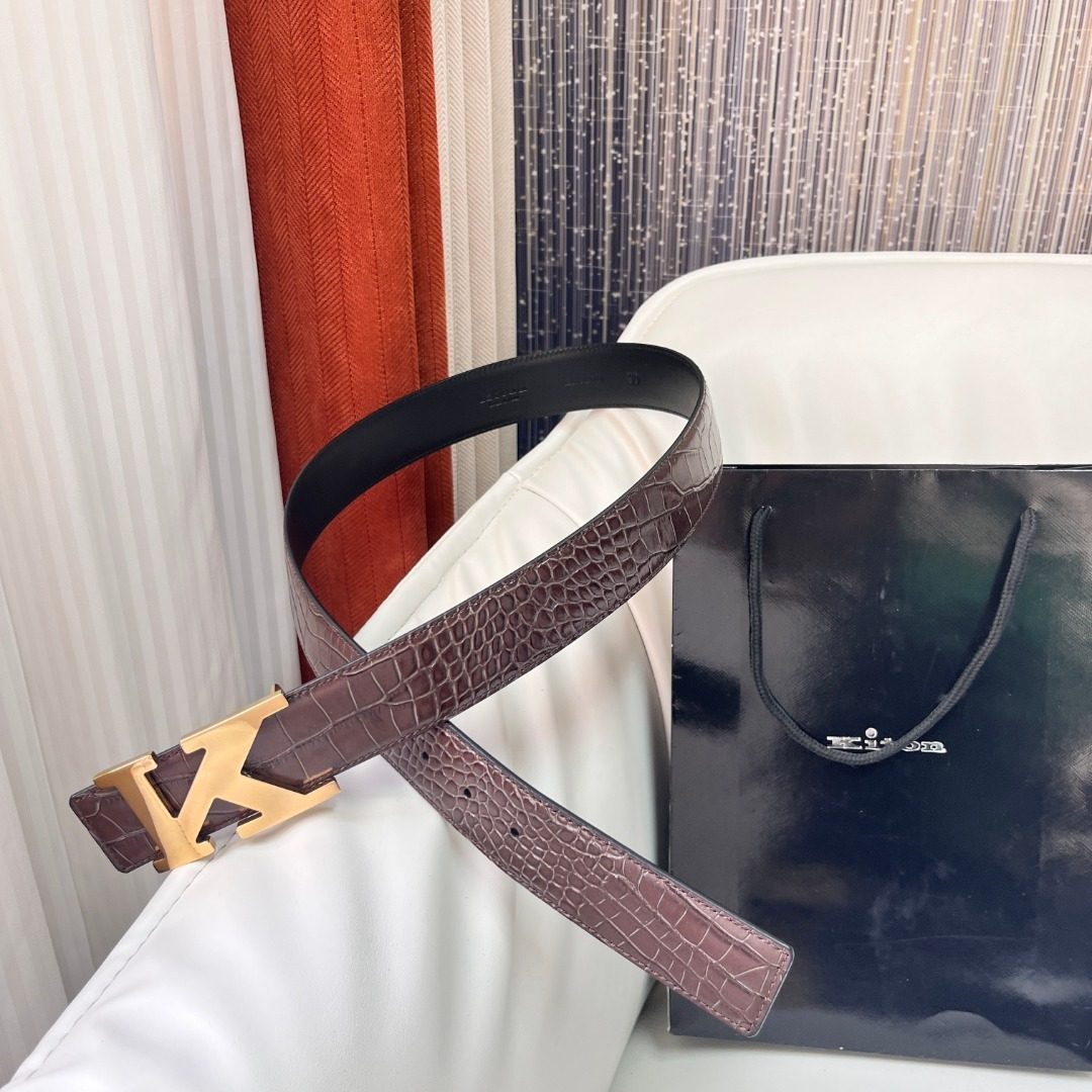 Hermès Crocodile Leather Belt with Gold Buckle