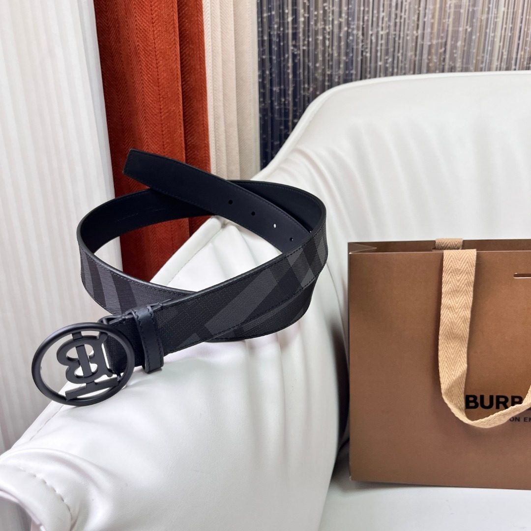 Burberry Monogram Canvas Leather Belt