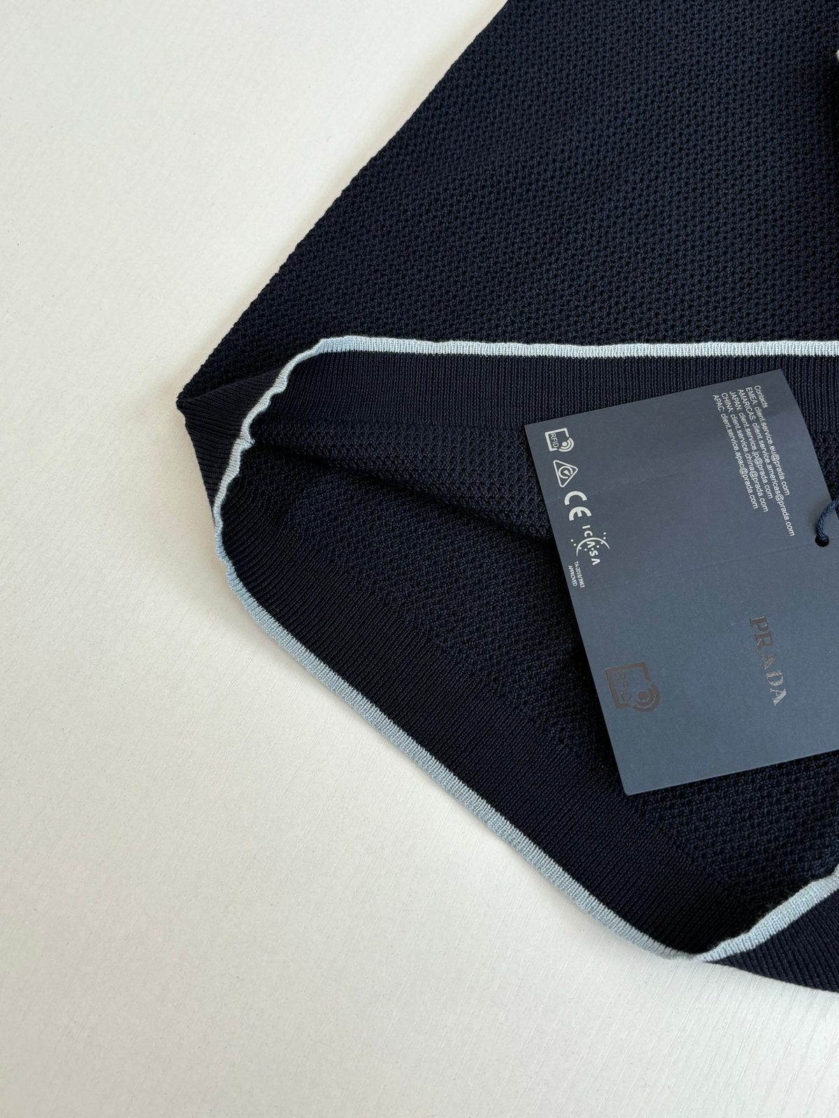 Prada Textured Polo Shirt with Striped Collar