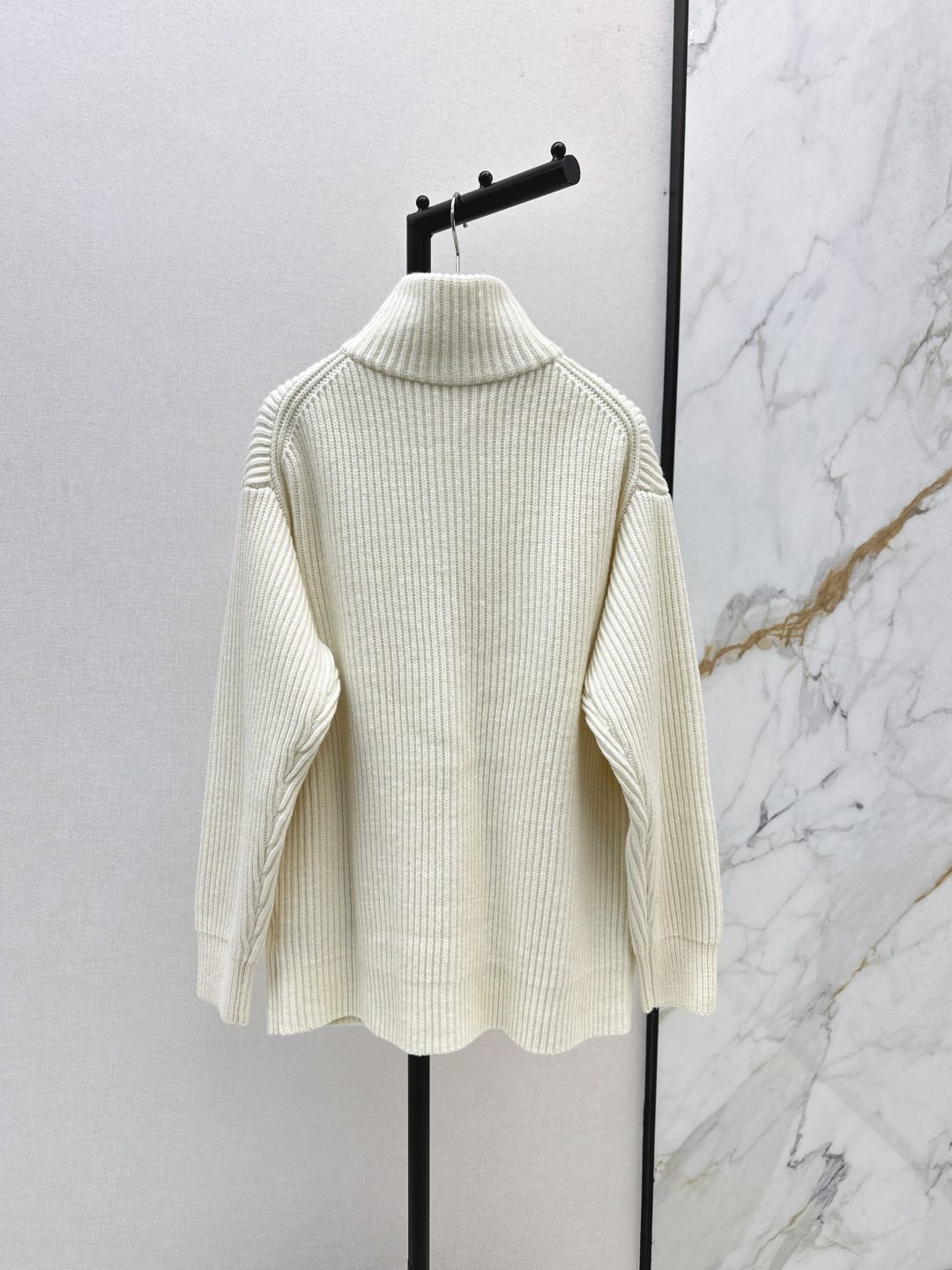 Hermès Ribbed Zip-Up Cardigan Sweater