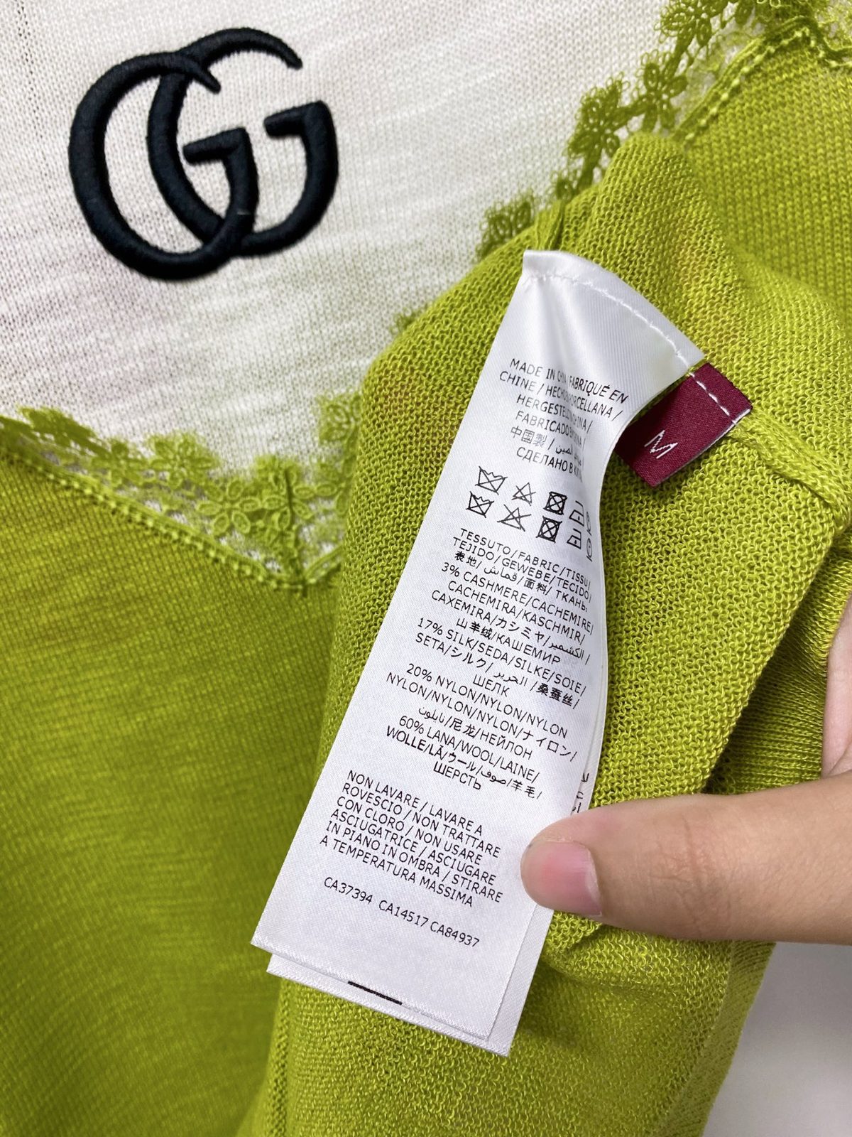 Gucci GG Logo Lace Trim Tank Top