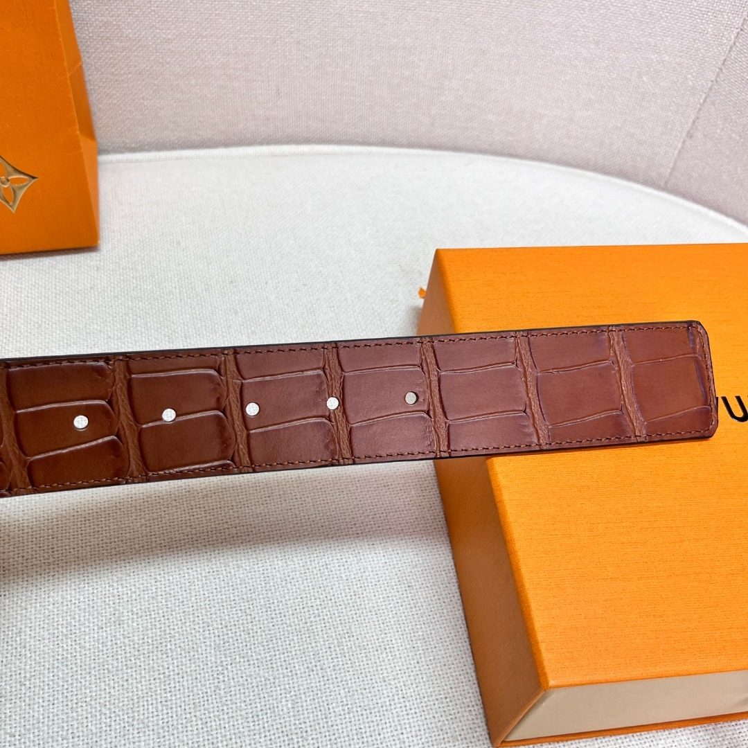 Luxury Crocodile Embossed Leather Belt