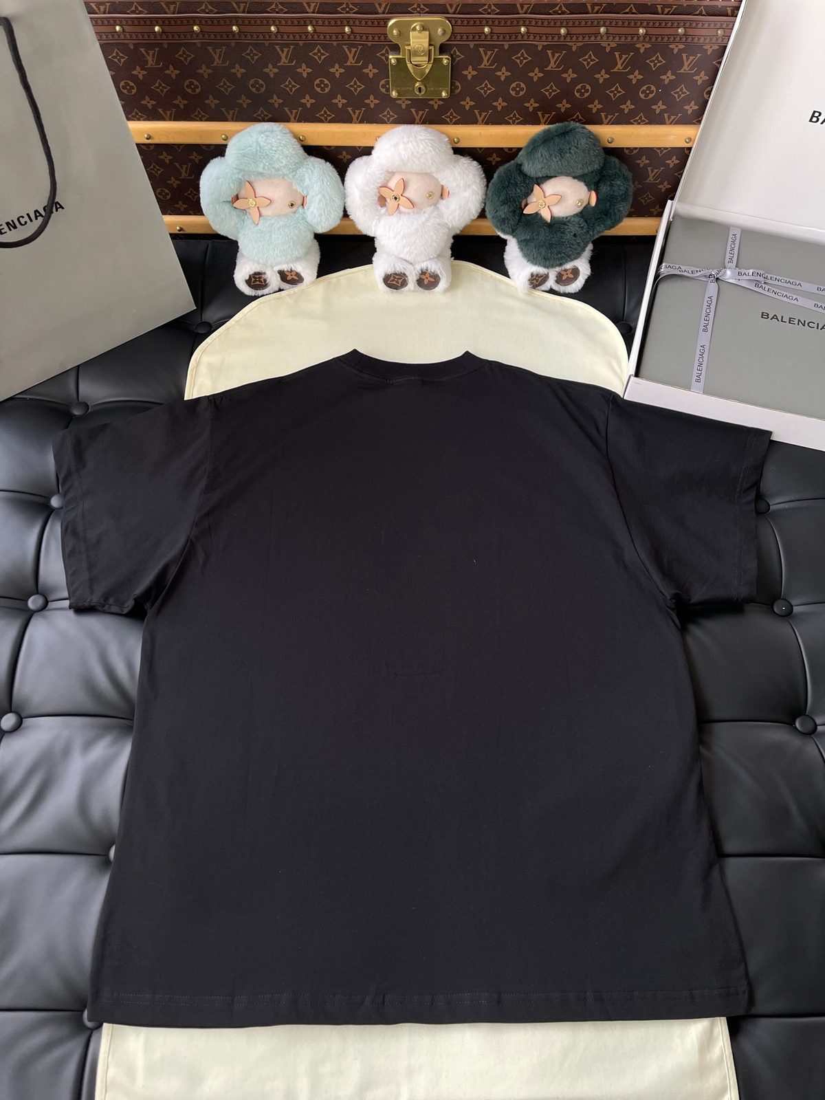 Balenciaga Cream and Black Colorblock T-Shirt
