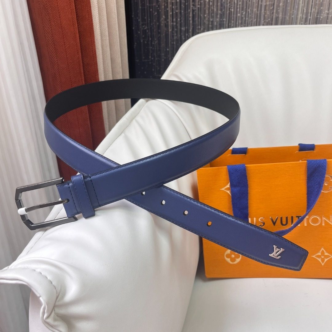 Louis Vuitton Navy Leather Belt