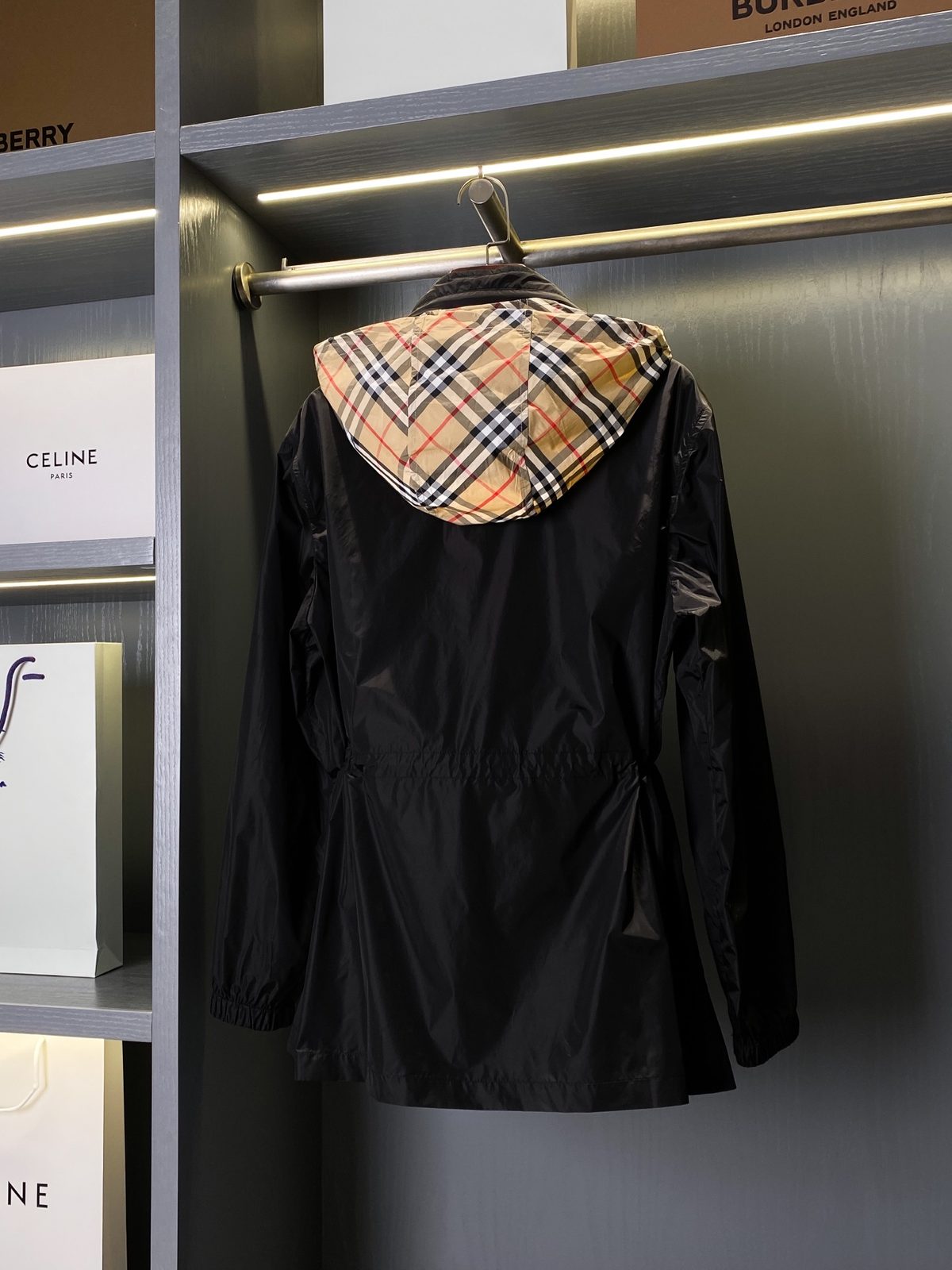 Burberry Black Nylon Hooded Windbreaker Jacket