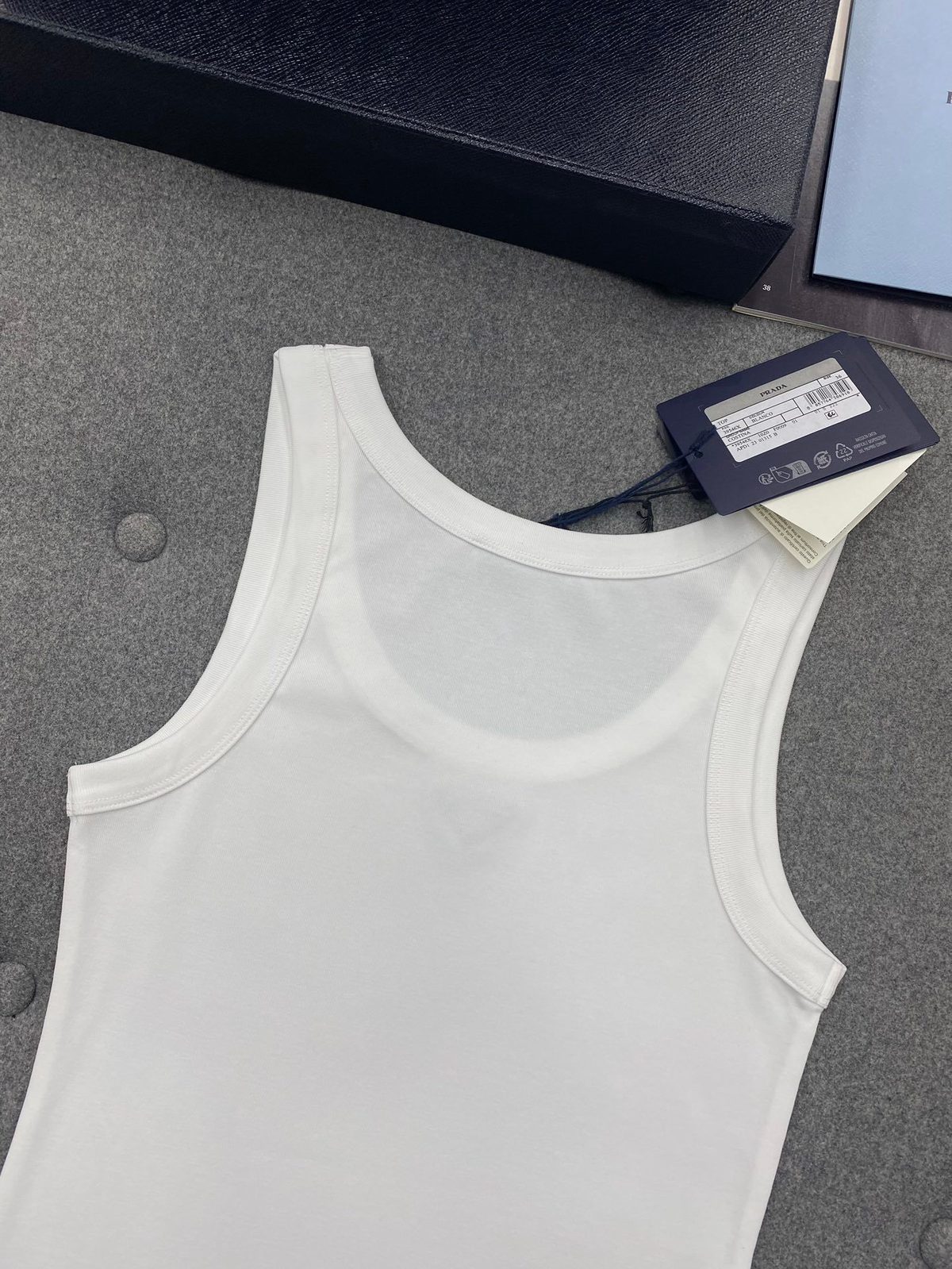 Prada White Ribbed Tank Top