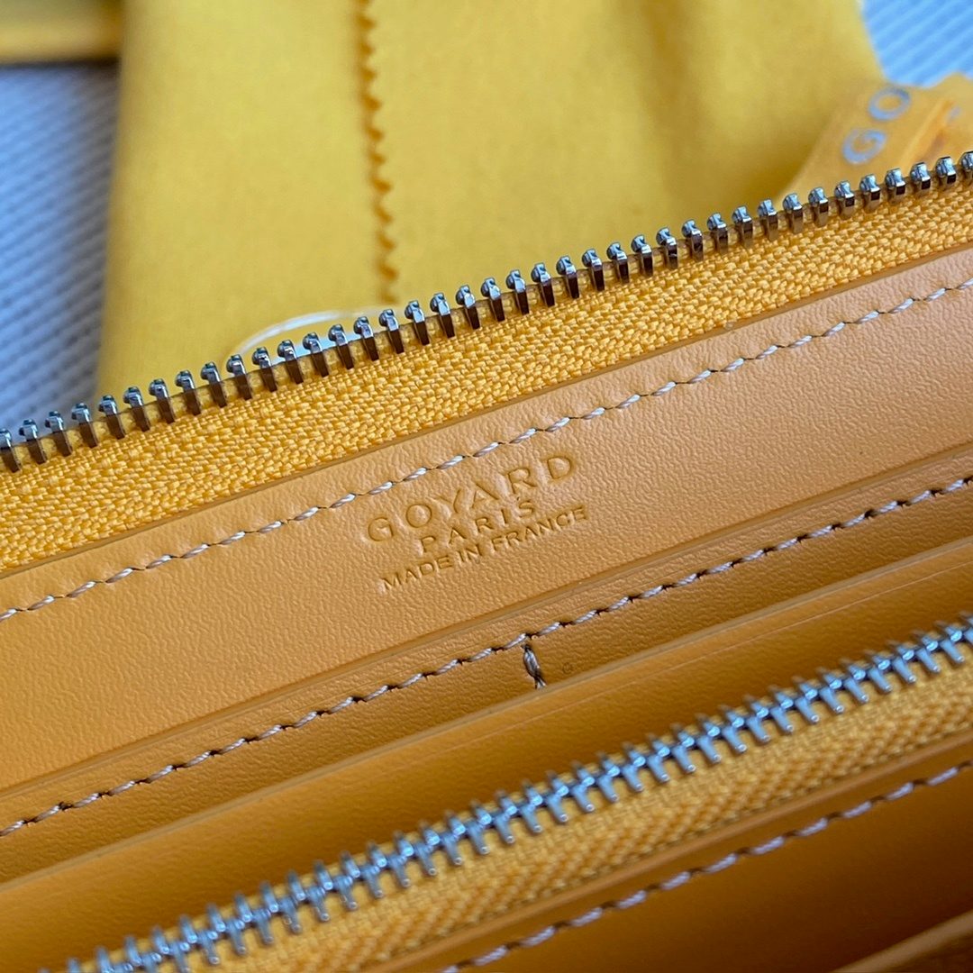 Goyard Yellow Leather Zip Wallet