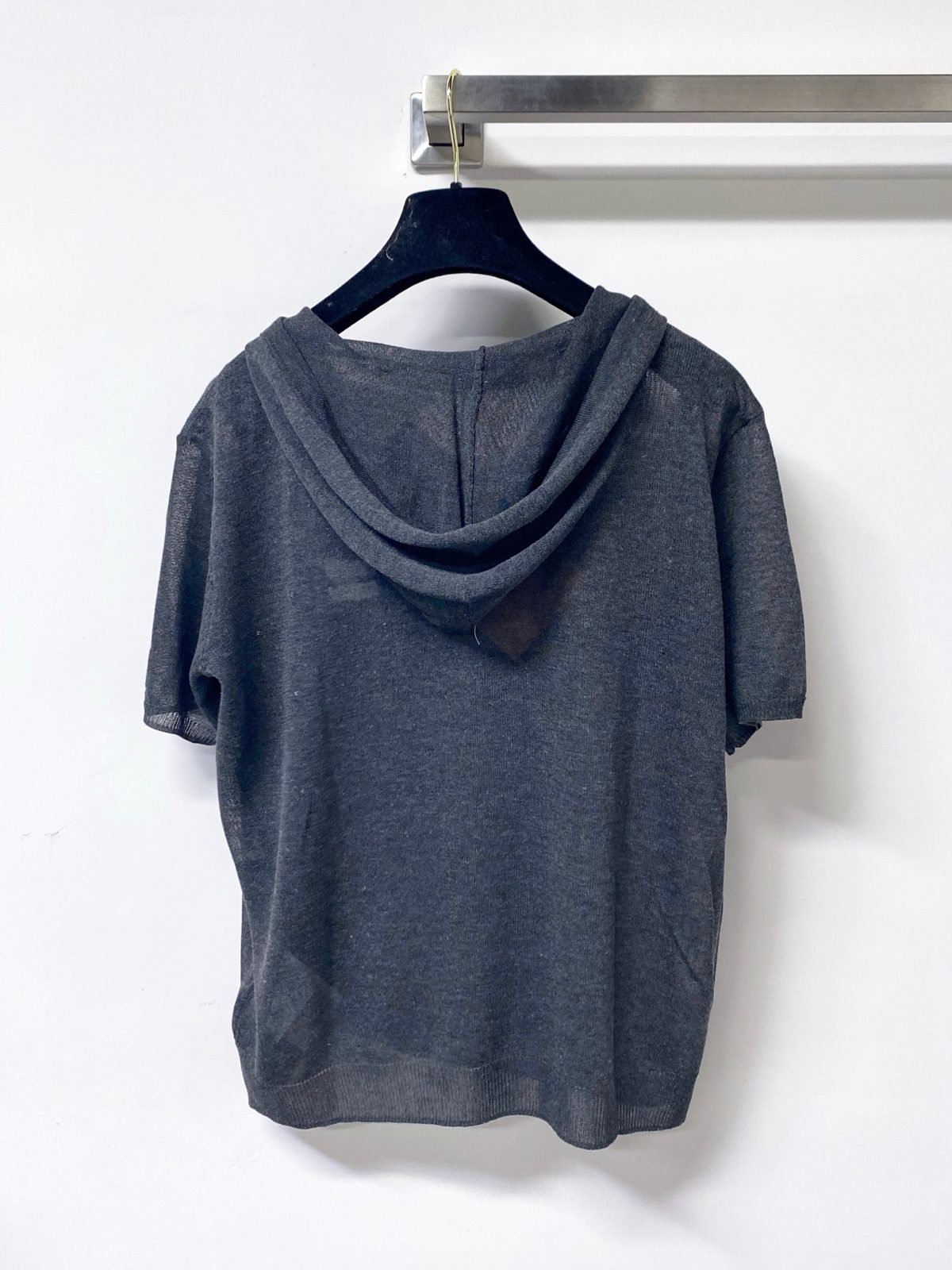 Miu Miu Cashmere Silk Hooded Short Sleeve Sweater