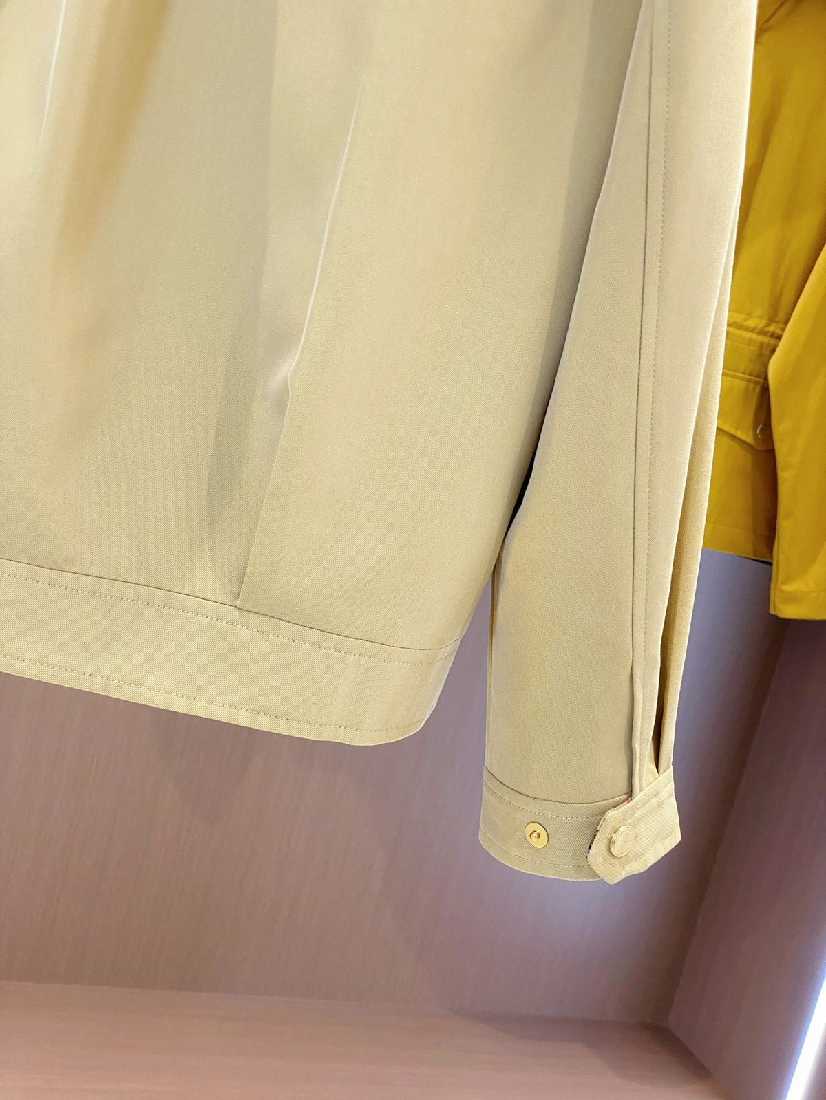 Burberry Check Collar Long Sleeve Jacket Beige