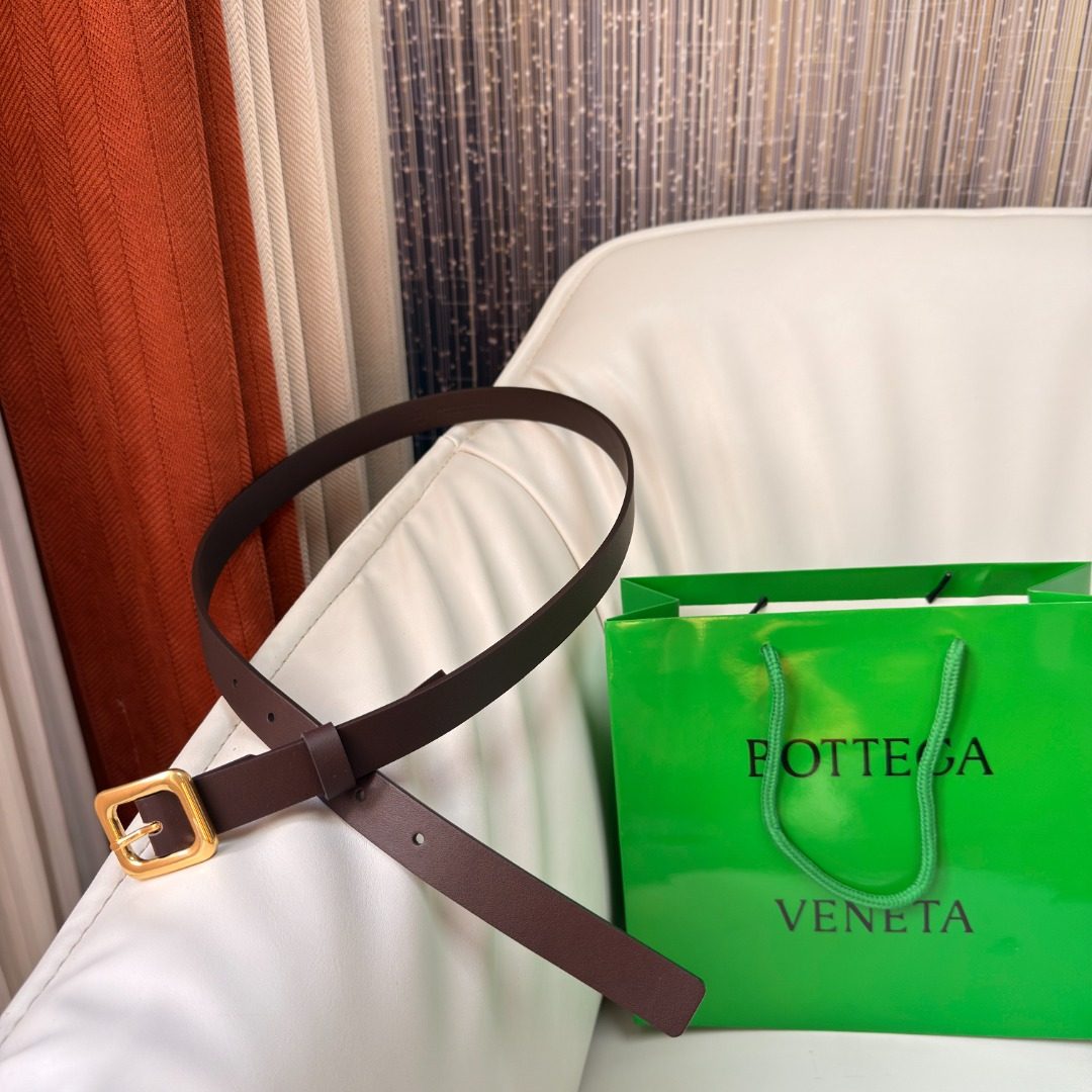 Bottega Veneta Dark Brown Leather Belt