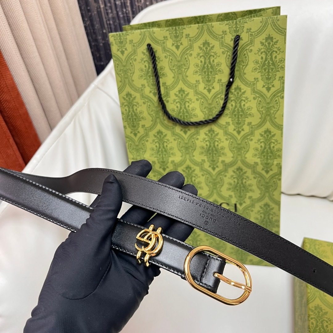 Gucci GG Marmont Black Leather Belt