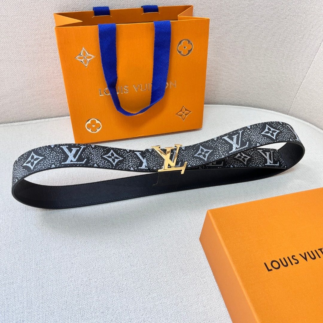 Louis Vuitton Monogram Canvas Belt with Gold Buckle