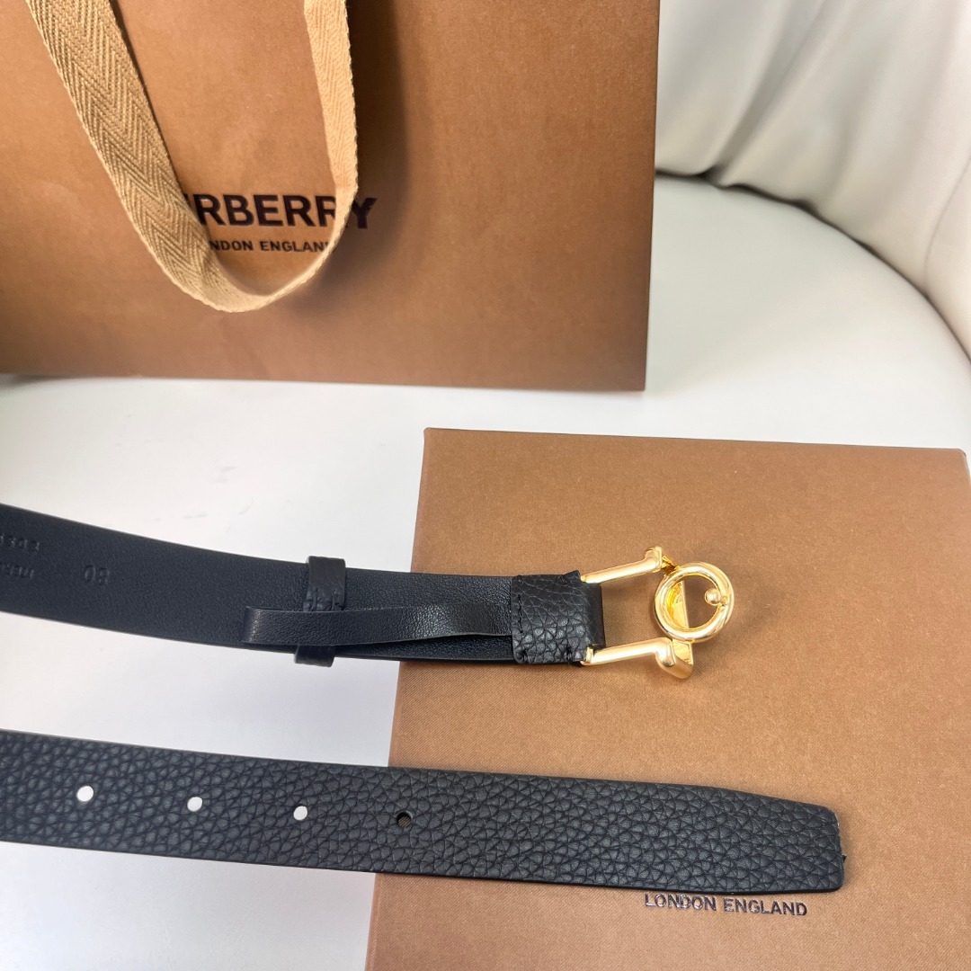 Burberry Leather Belt with Gold Hardware