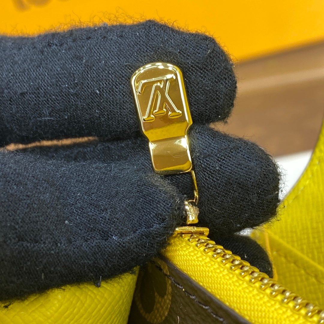 Louis Vuitton Yellow Grained Leather Zip Card Holder