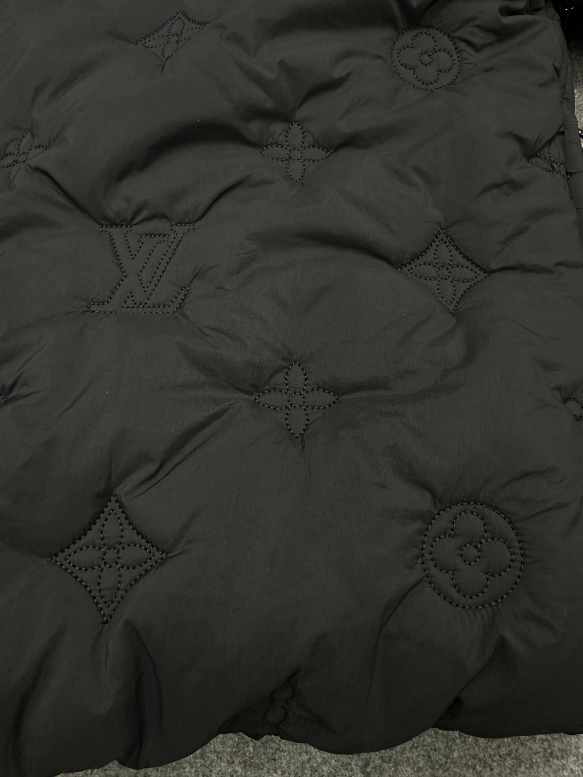 Quilted Down Puffer Jacket with Monogram Detail