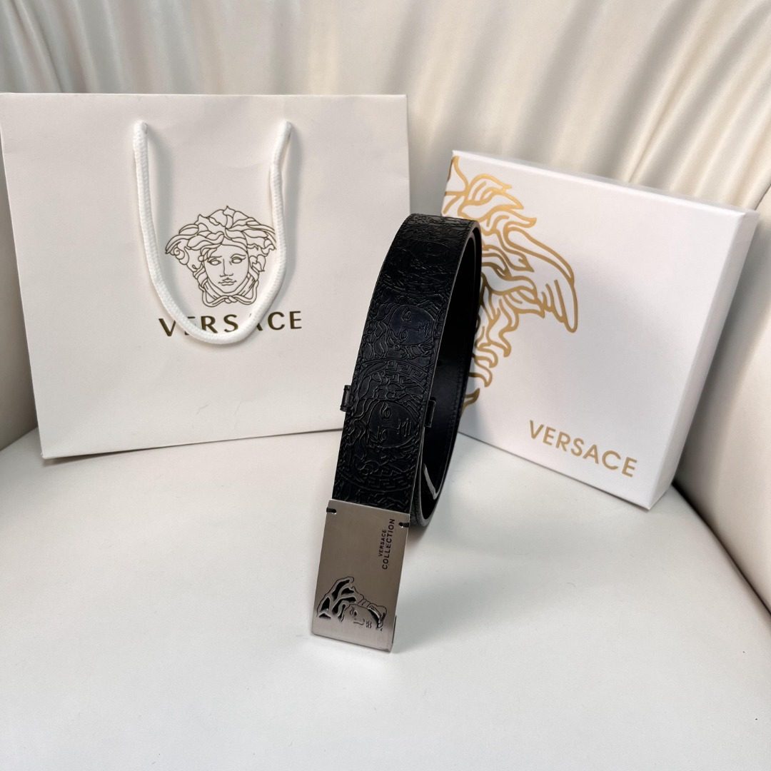 Versace Medusa Embossed Leather Belt