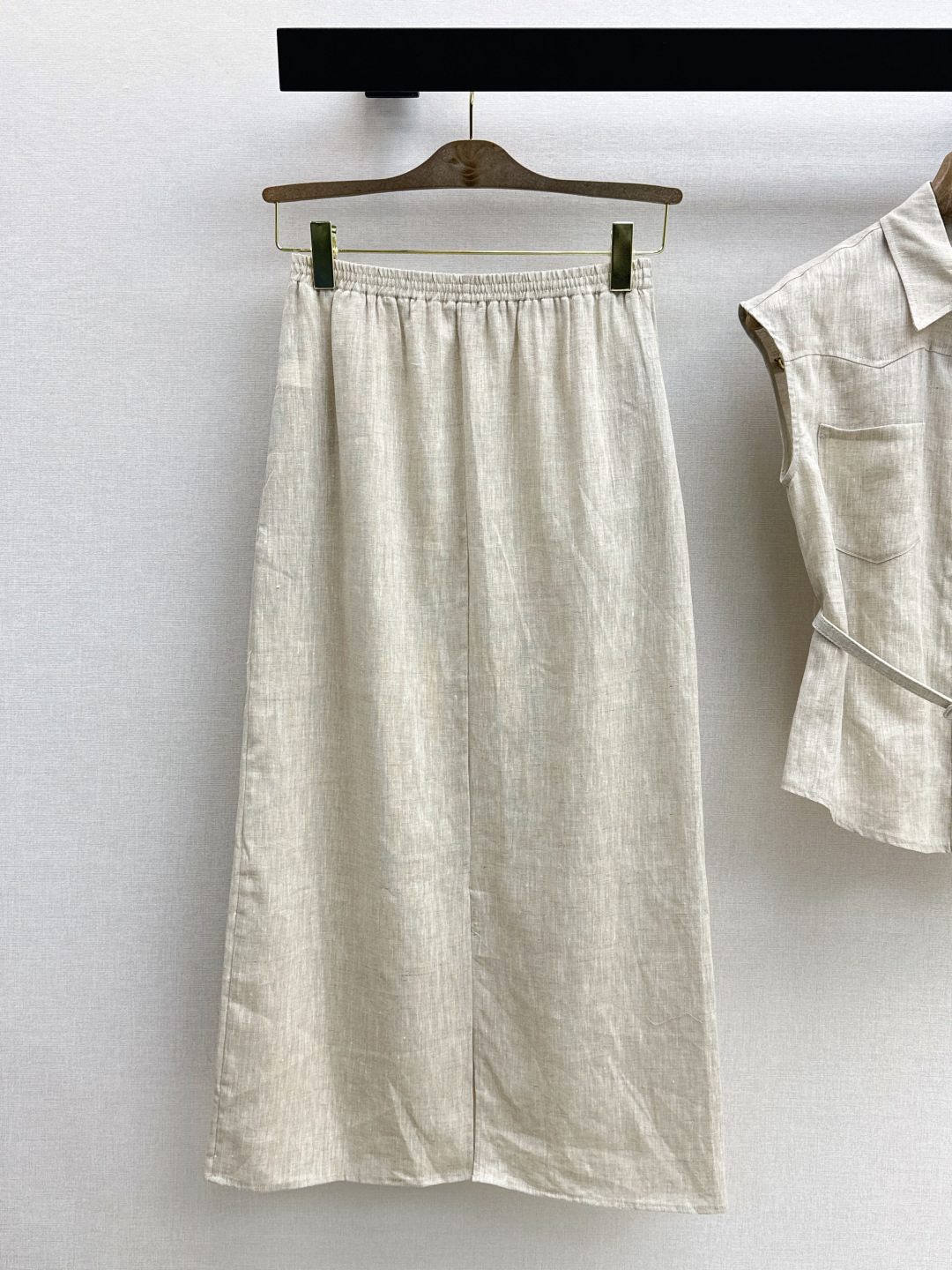 Linen Two-Piece Shirt and Skirt Set