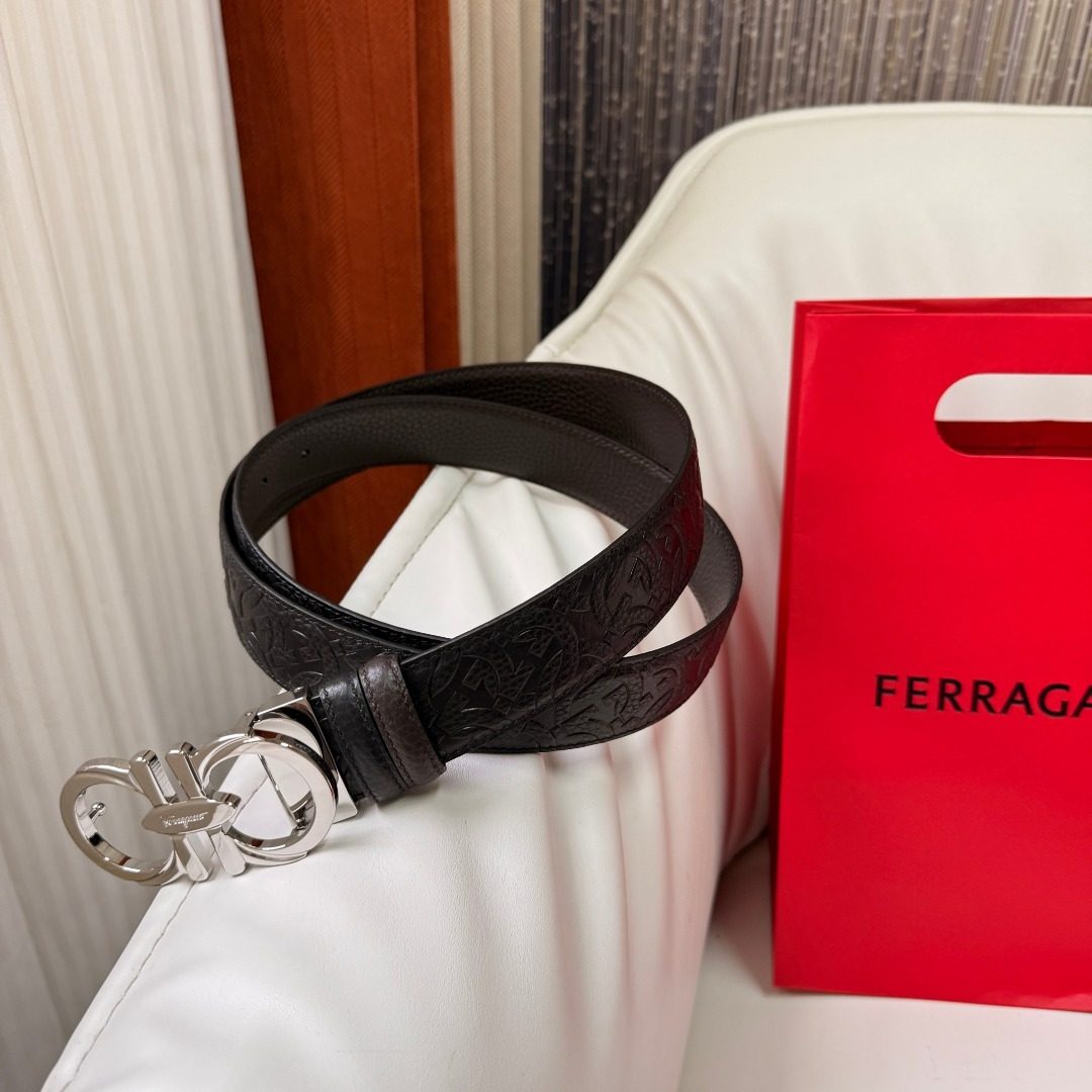 Ferragamo Gancini Leather Belt Black