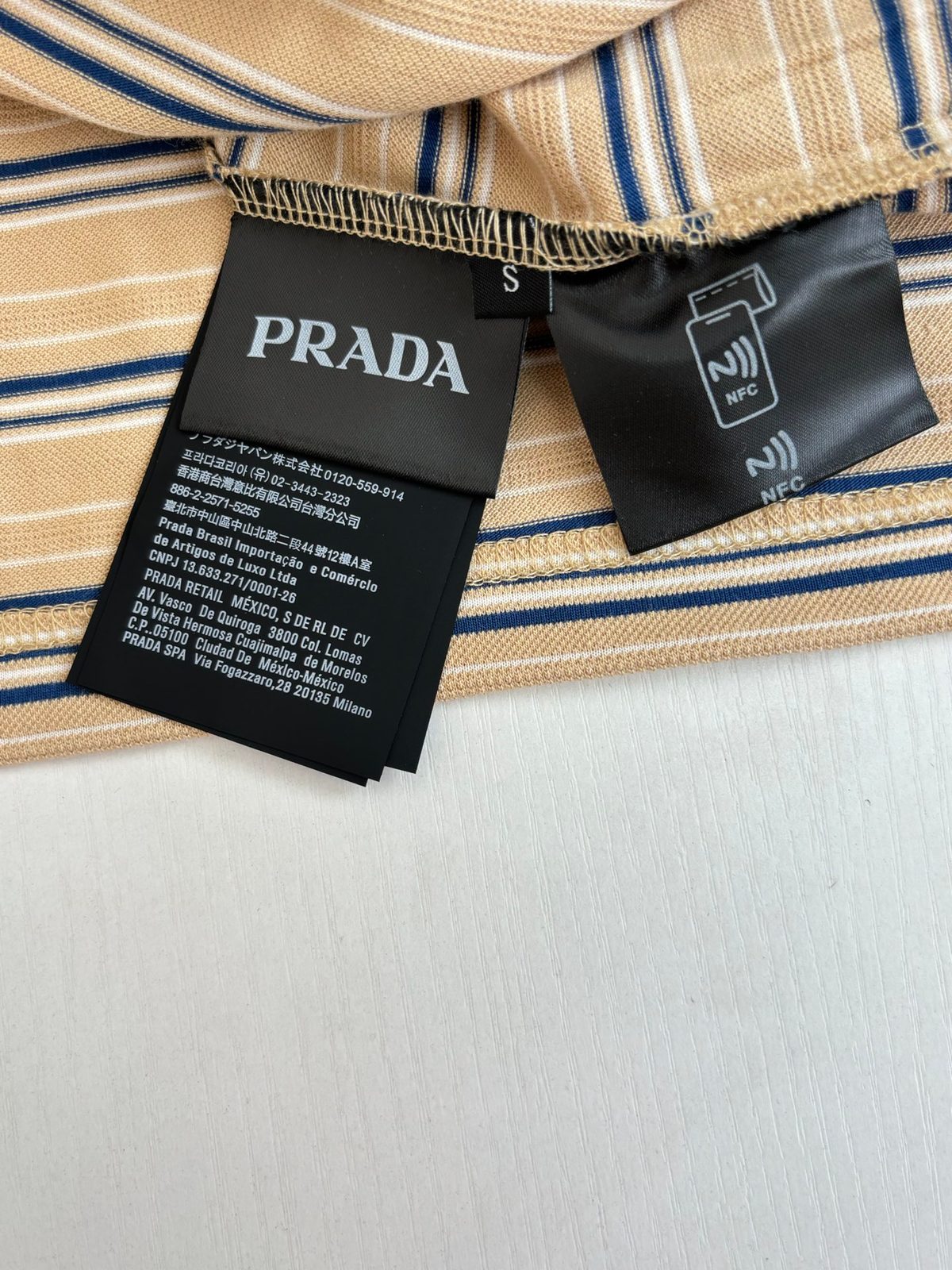Prada Striped Long Sleeve Polo Shirt