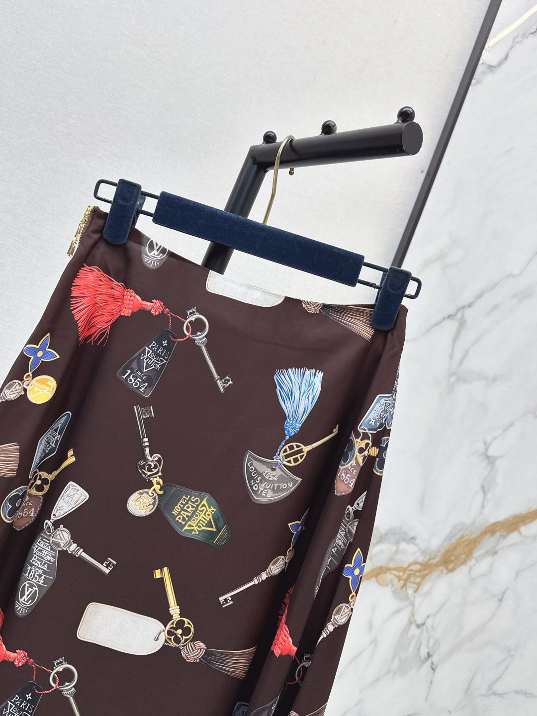 Louis Vuitton Monogram Printed Silk Skirt