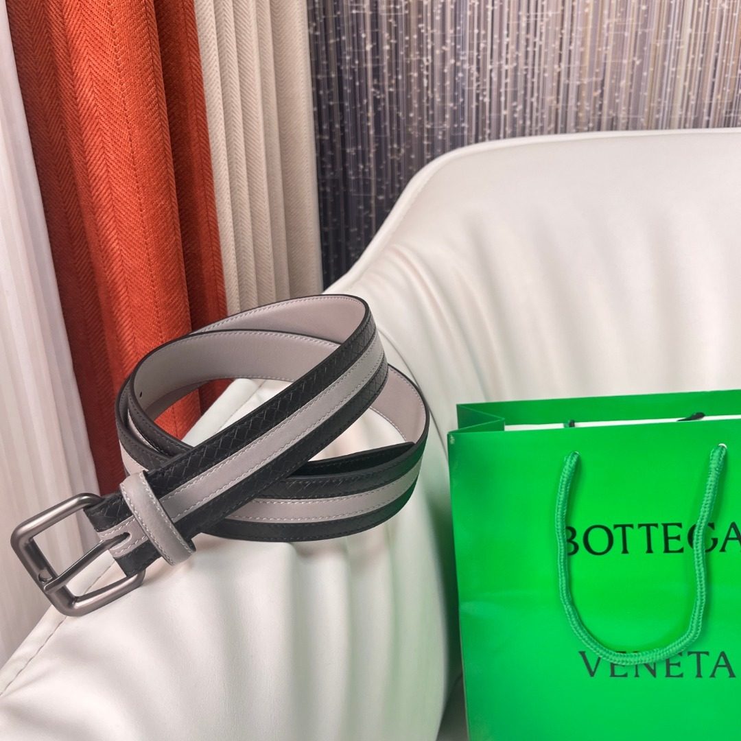 Bottega Veneta Striped Leather Belt