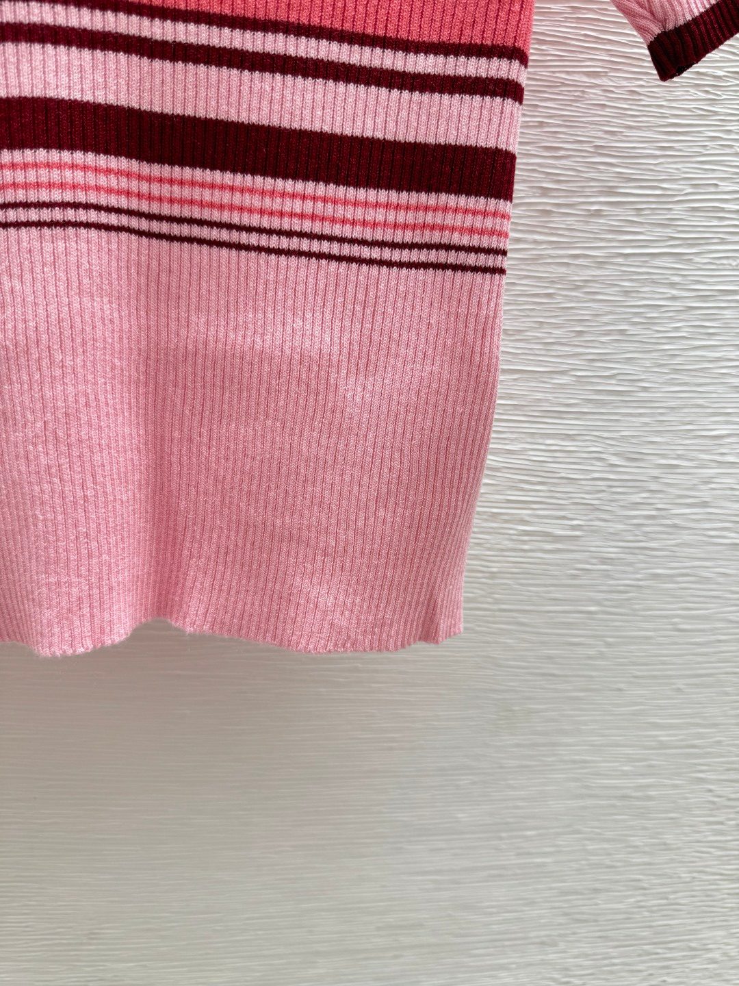 Pink Ribbed Striped Knit Sweater