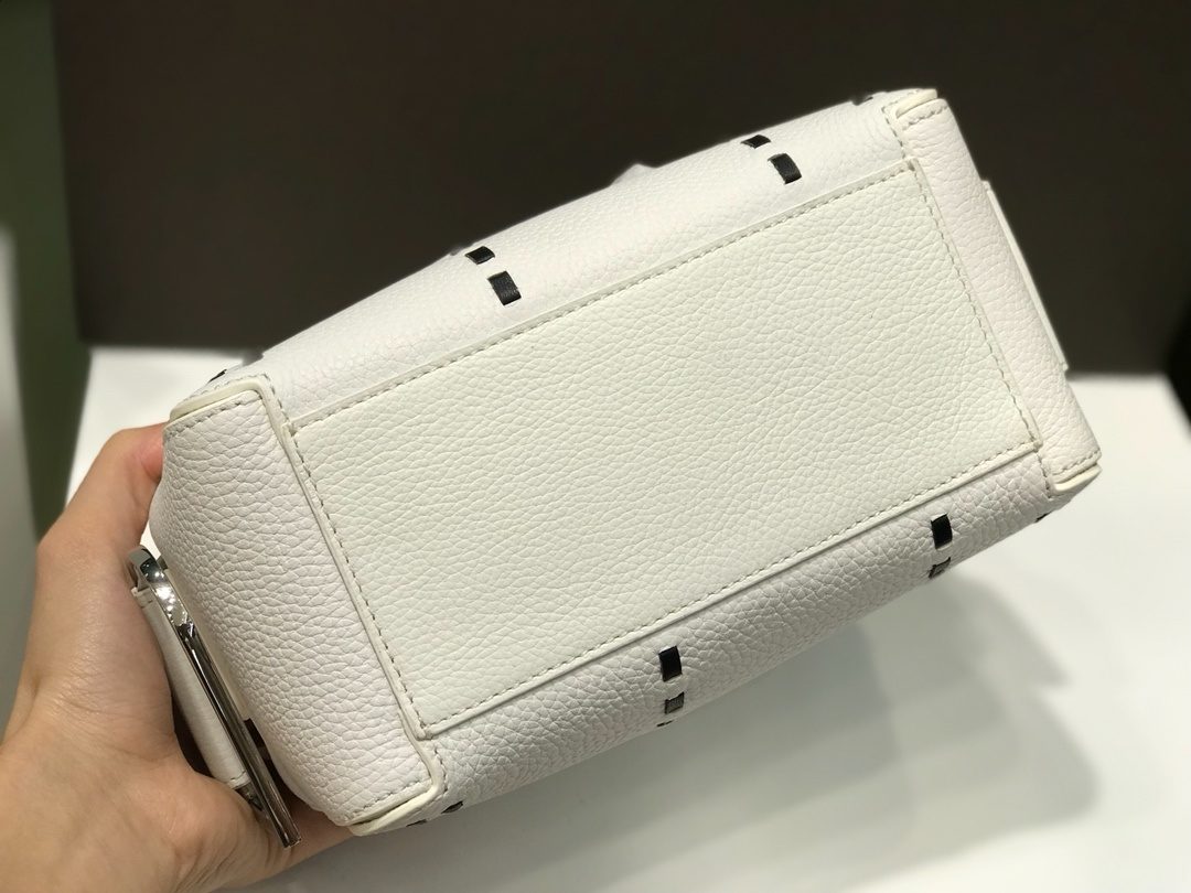 Delvaux Leather Top Handle Bag White