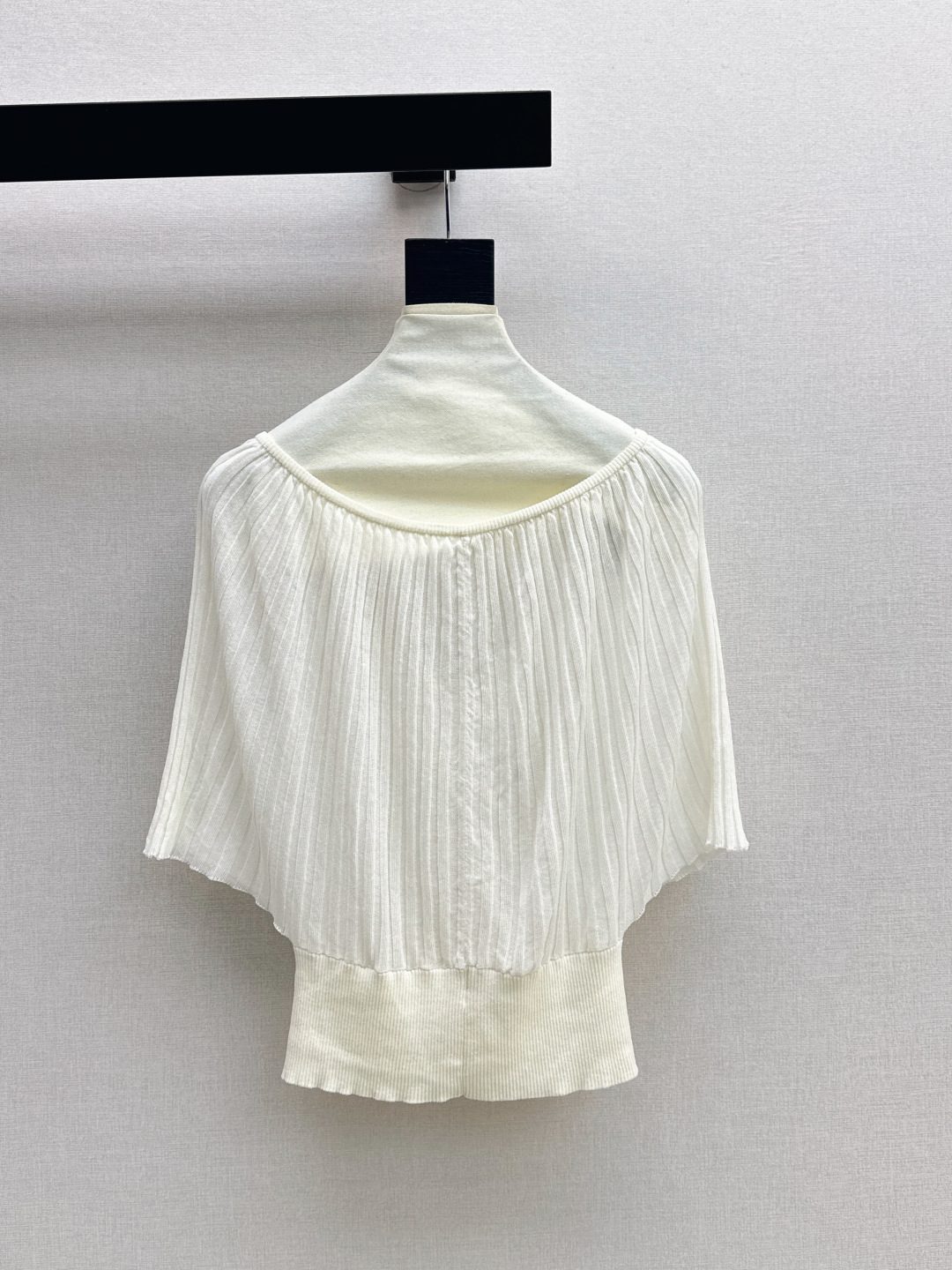 Miu Miu Men's Cream Pleated Knit Polo Shirt