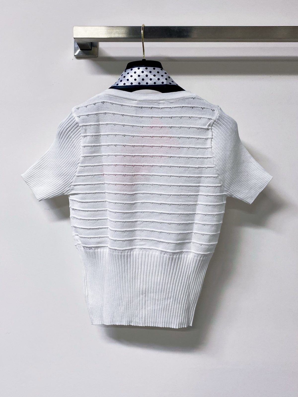 Miu Miu Ribbed Knit Short-Sleeve Polo Shirt