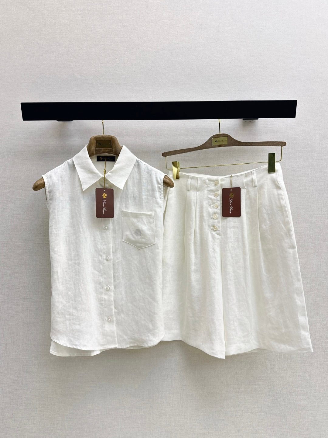 Linen Sleeveless Shirt and Shorts Set