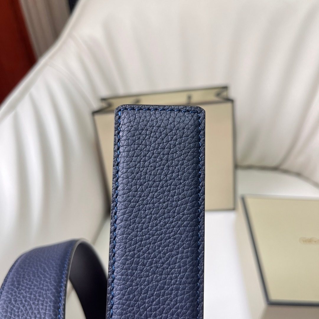 Tom Ford Grained Leather Belt Navy