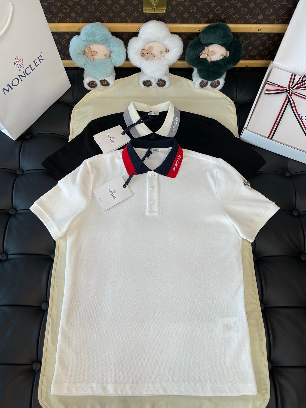 Moncler Polo Shirt with Striped Collar
