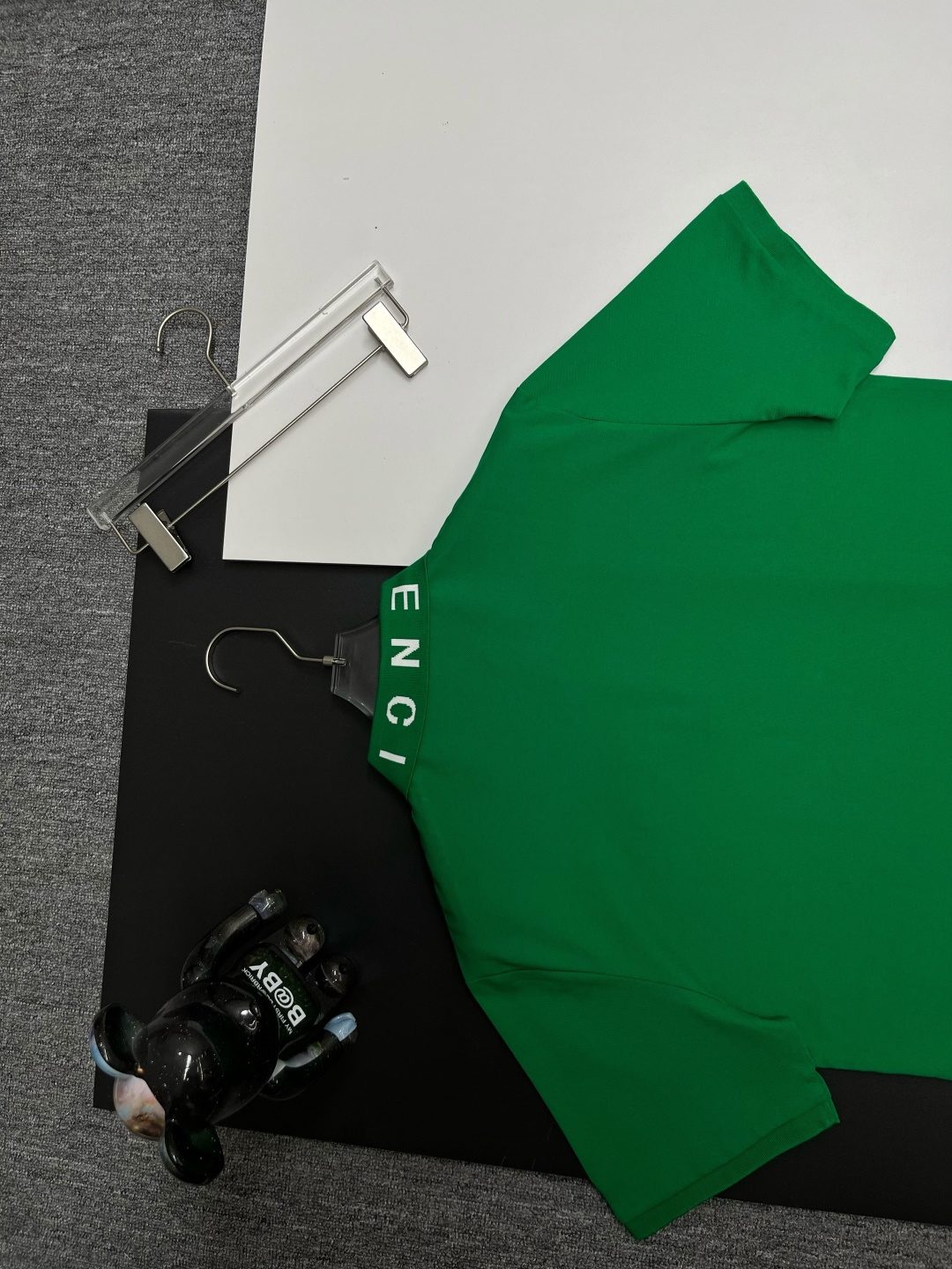 Balenciaga Logo Print Green Polo Shirt