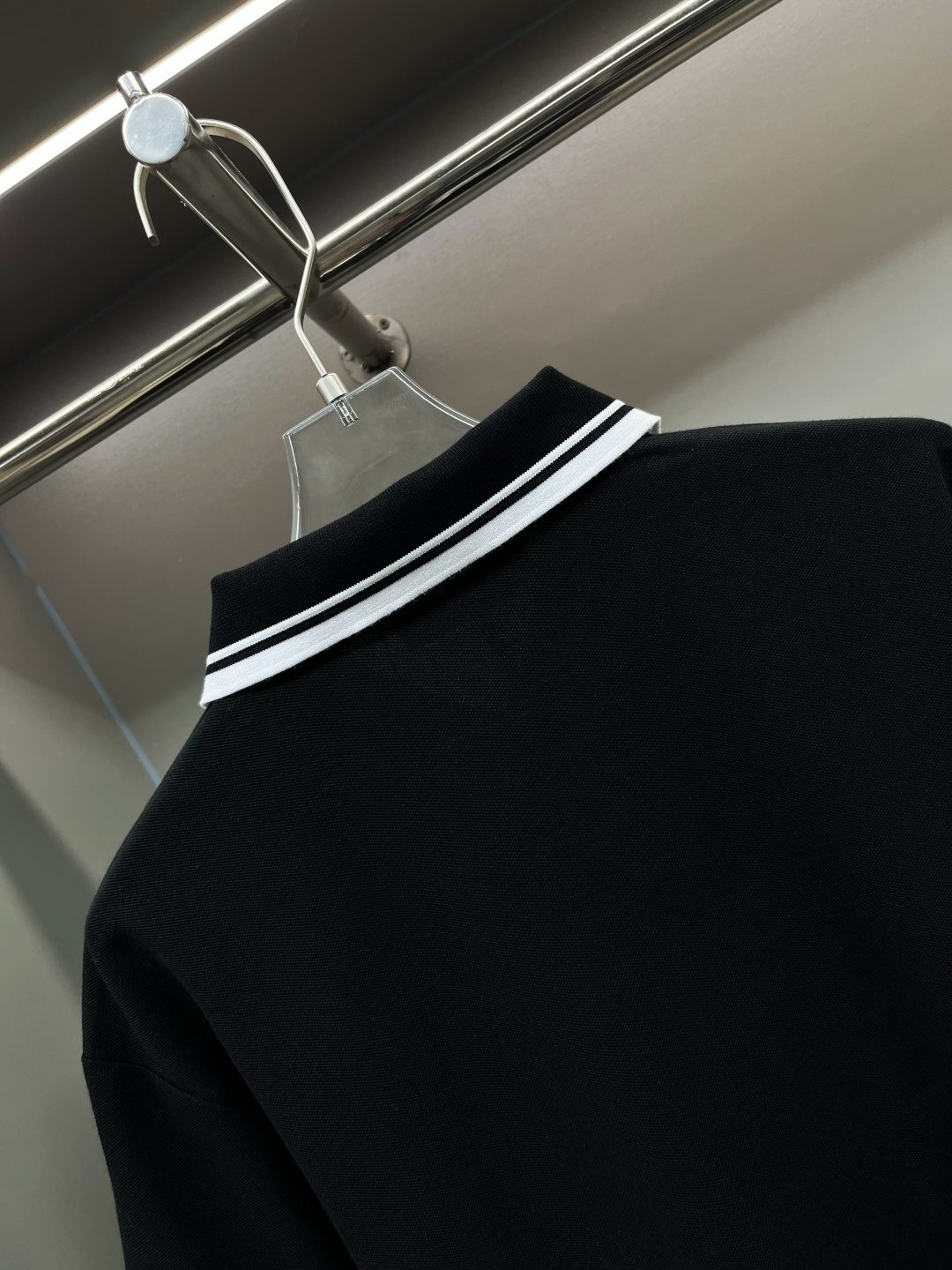 Burberry Striped Collar Polo Shirt Black