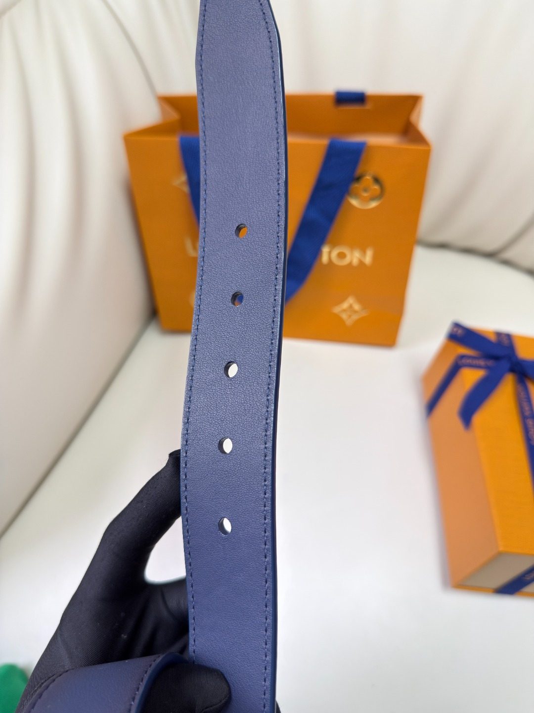 Louis Vuitton Monogram Navy Leather Belt