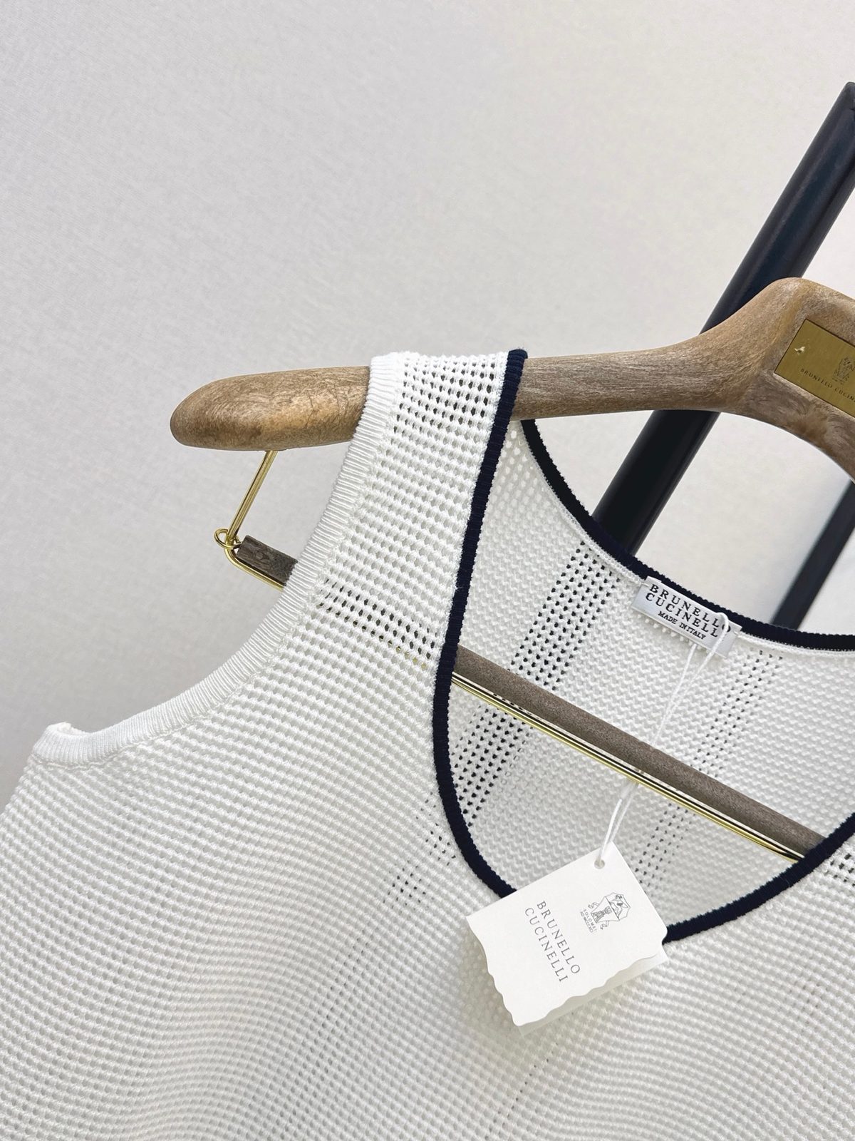 Brunello Cucinelli White Mesh Tank Top