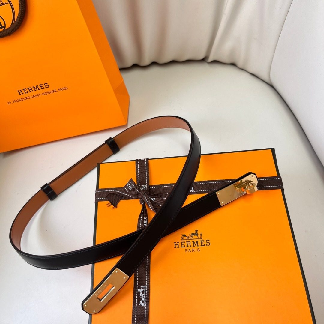 Hermès Reversible Leather Belt Black Brown