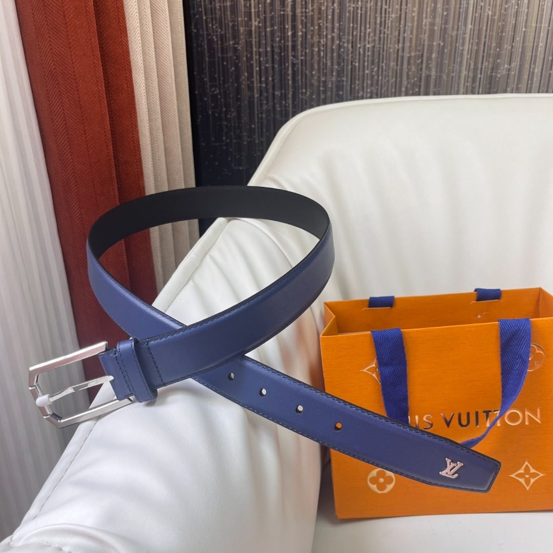 Louis Vuitton Reversible Leather Belt Navy
