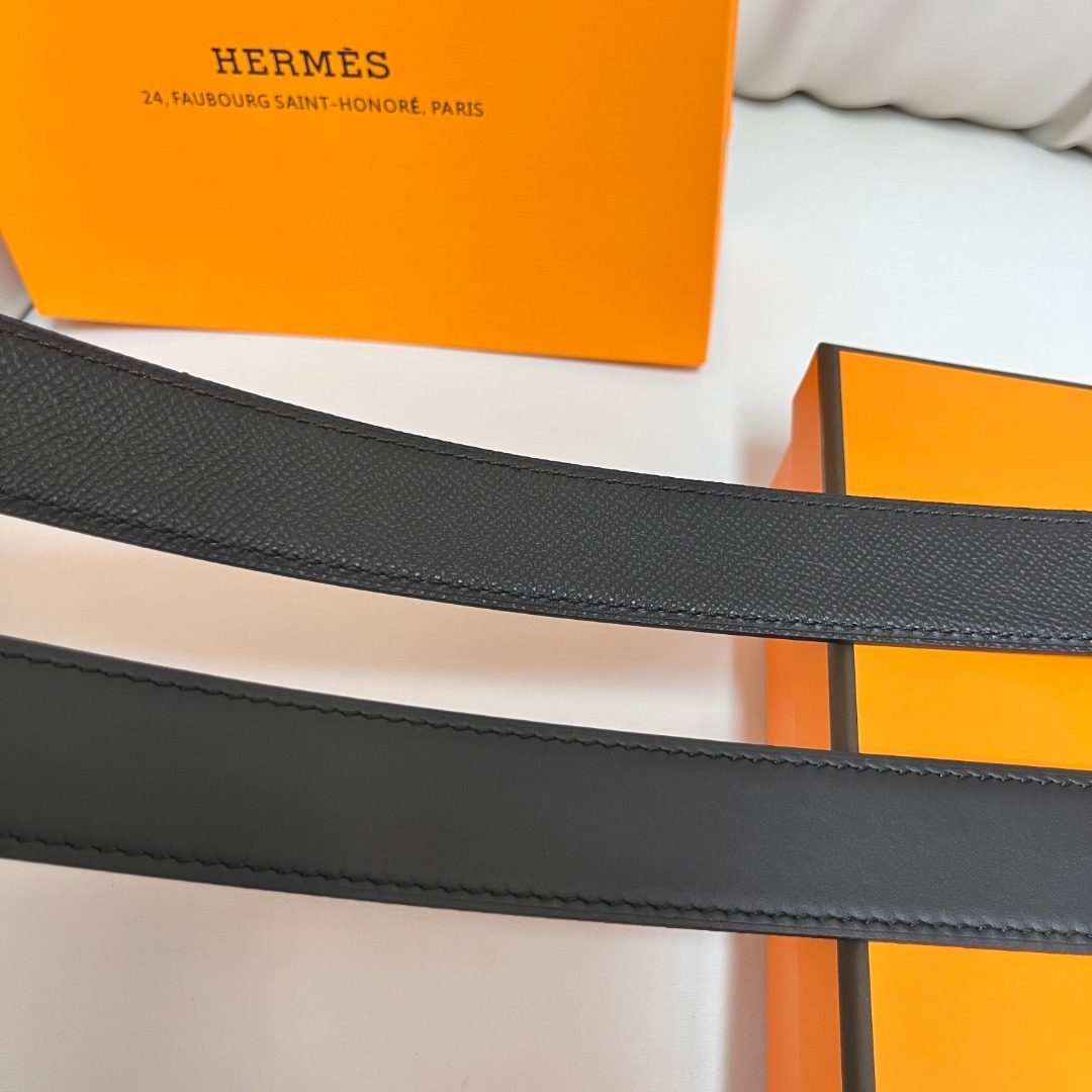 Hermès Reversible Leather Belt Black