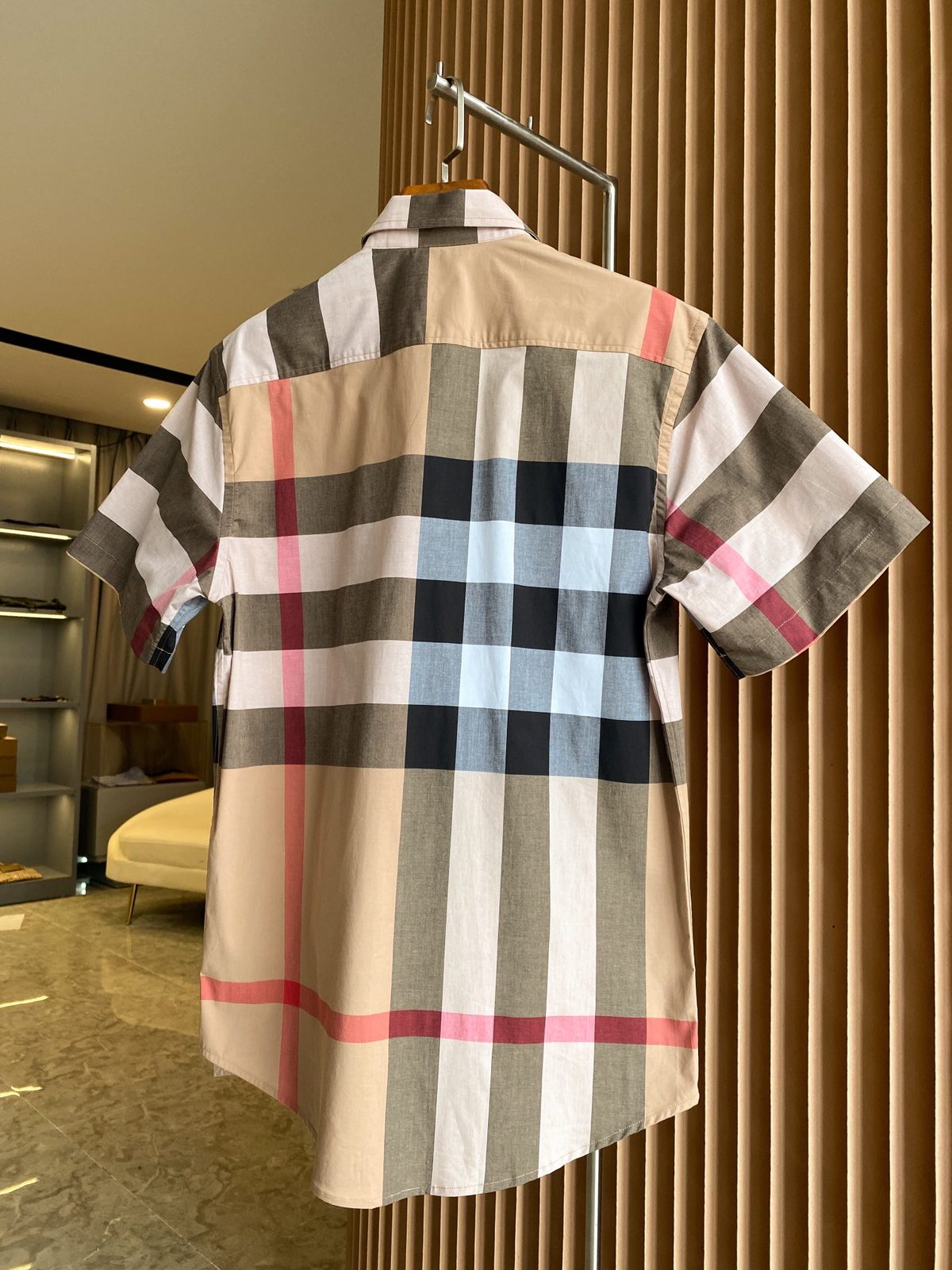Burberry Check Short Sleeve Button-Up Shirt