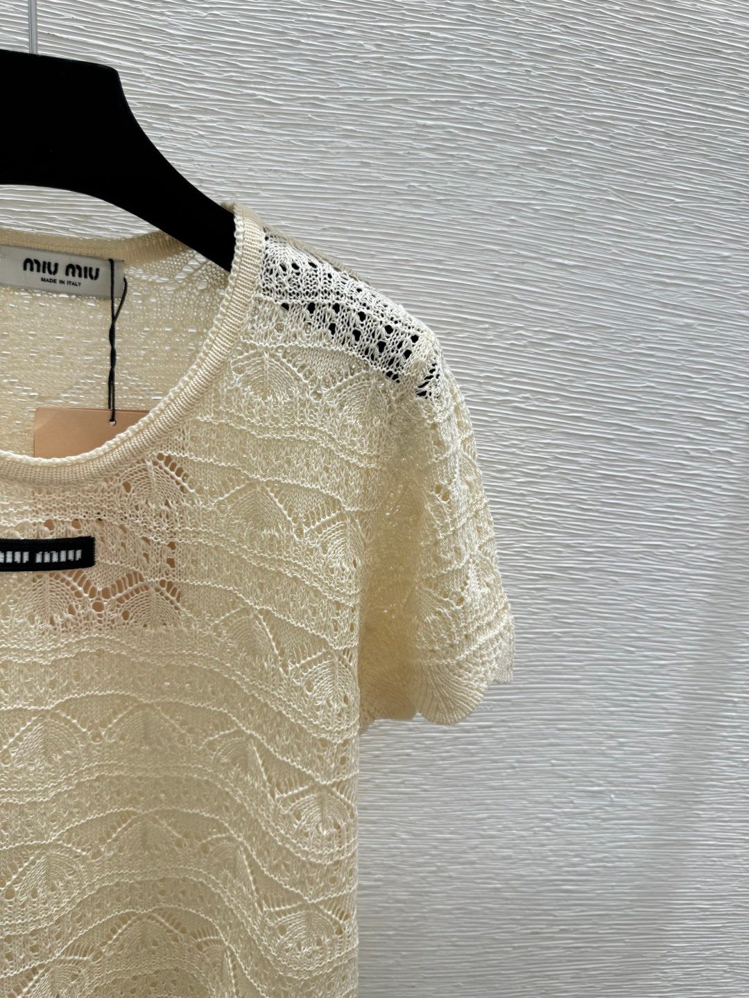 Miu Miu Cream Lace Knit Crewneck Sweater