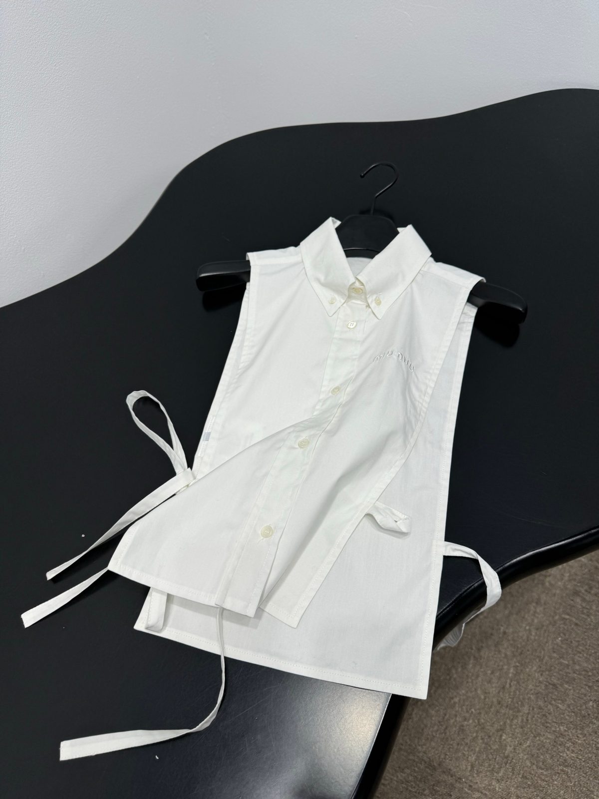 White Cotton Sleeveless Button-Up Shirt